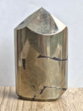 Pyrite Polished Cylinder Tower with Black Tourmaline Inclusion