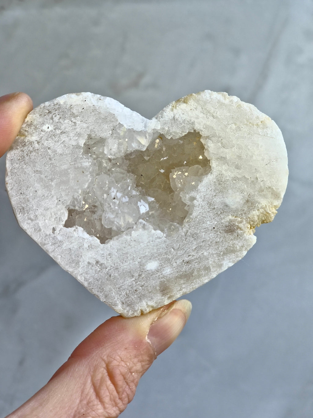 Quartz druzy geode heart