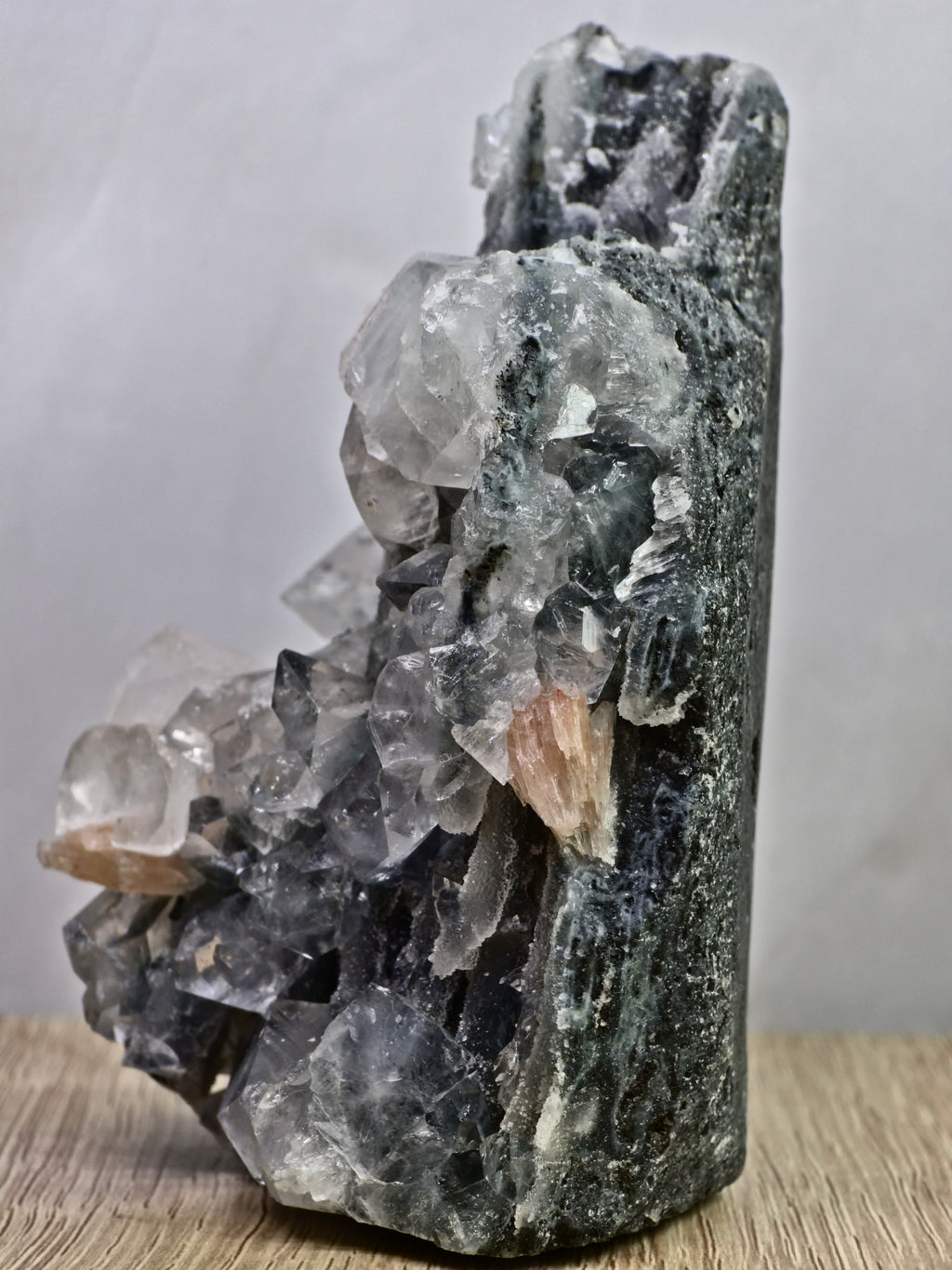 AAA Apophyllite on Blue Chalcedony with Stilbite Cluster