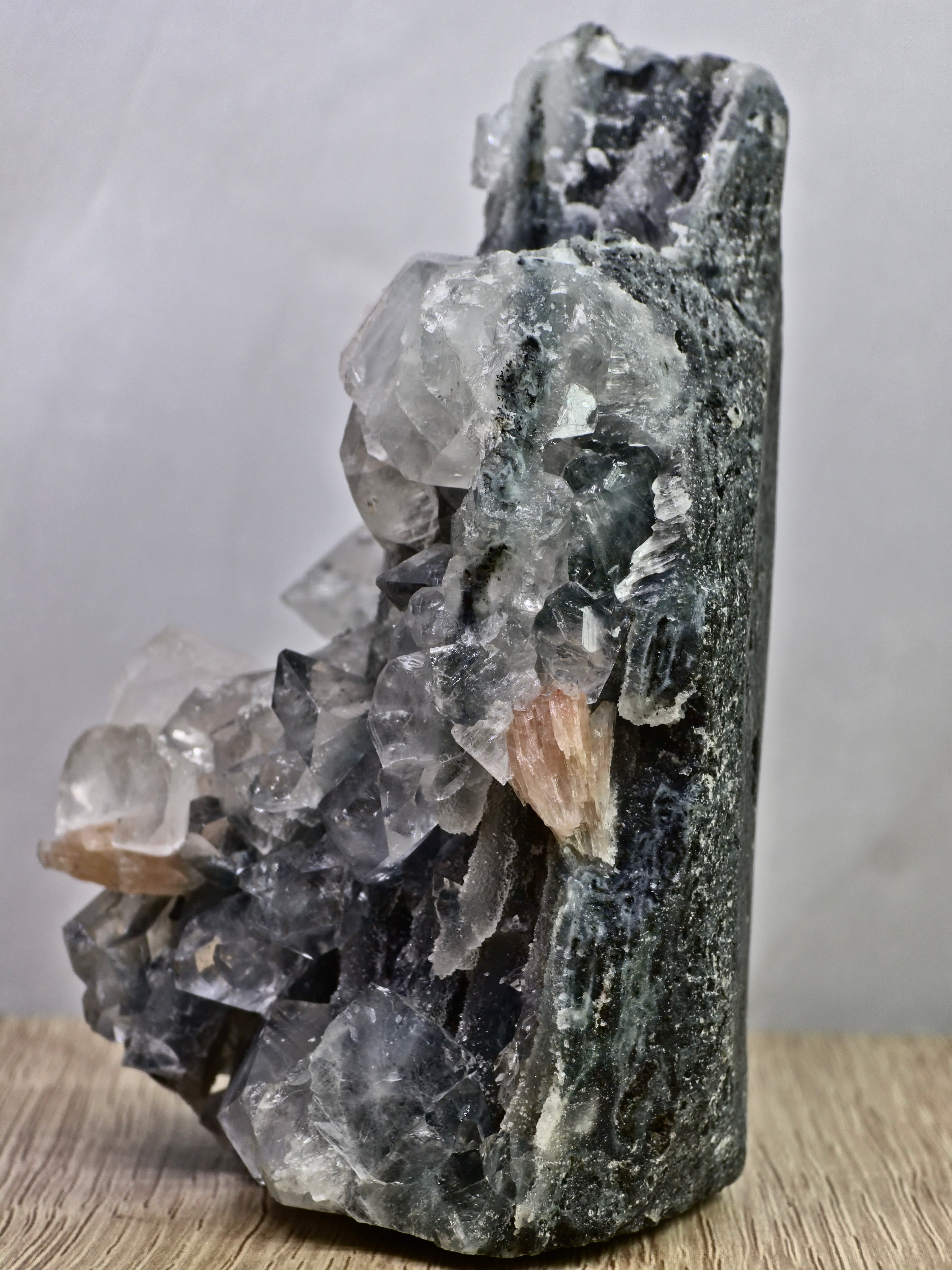 AAA Apophyllite on Blue Chalcedony with Stilbite Cluster