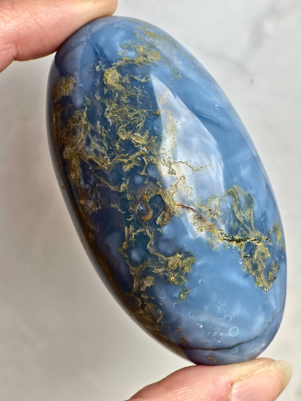 Blue Indian Opal with Moss Agate Inclusions