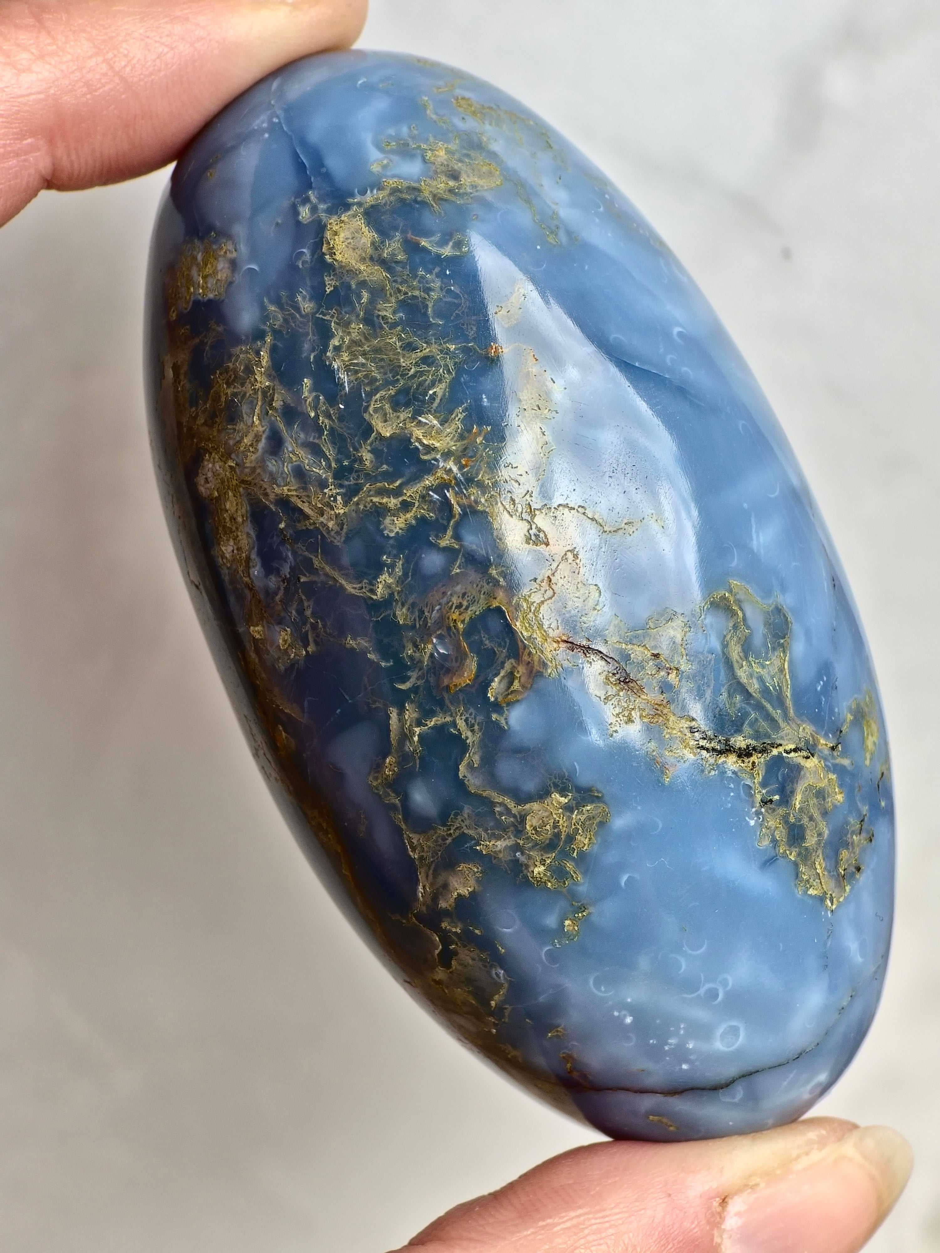 Blue Indian Opal with Moss Agate Inclusions