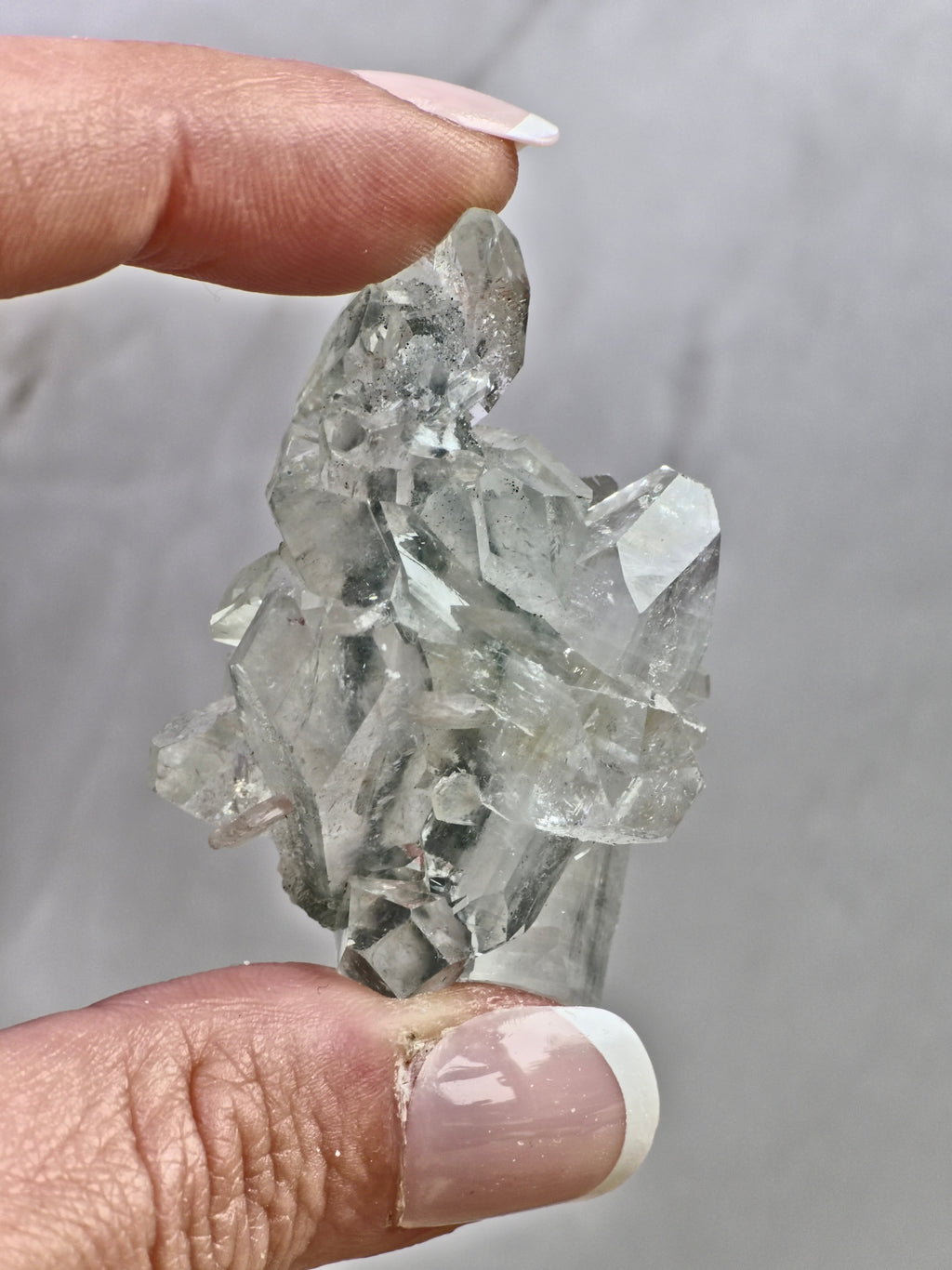 AAA Grade Diamond Apophyllite on Blue Chalcedony — High Clarity Cluster with Internal Inclusions