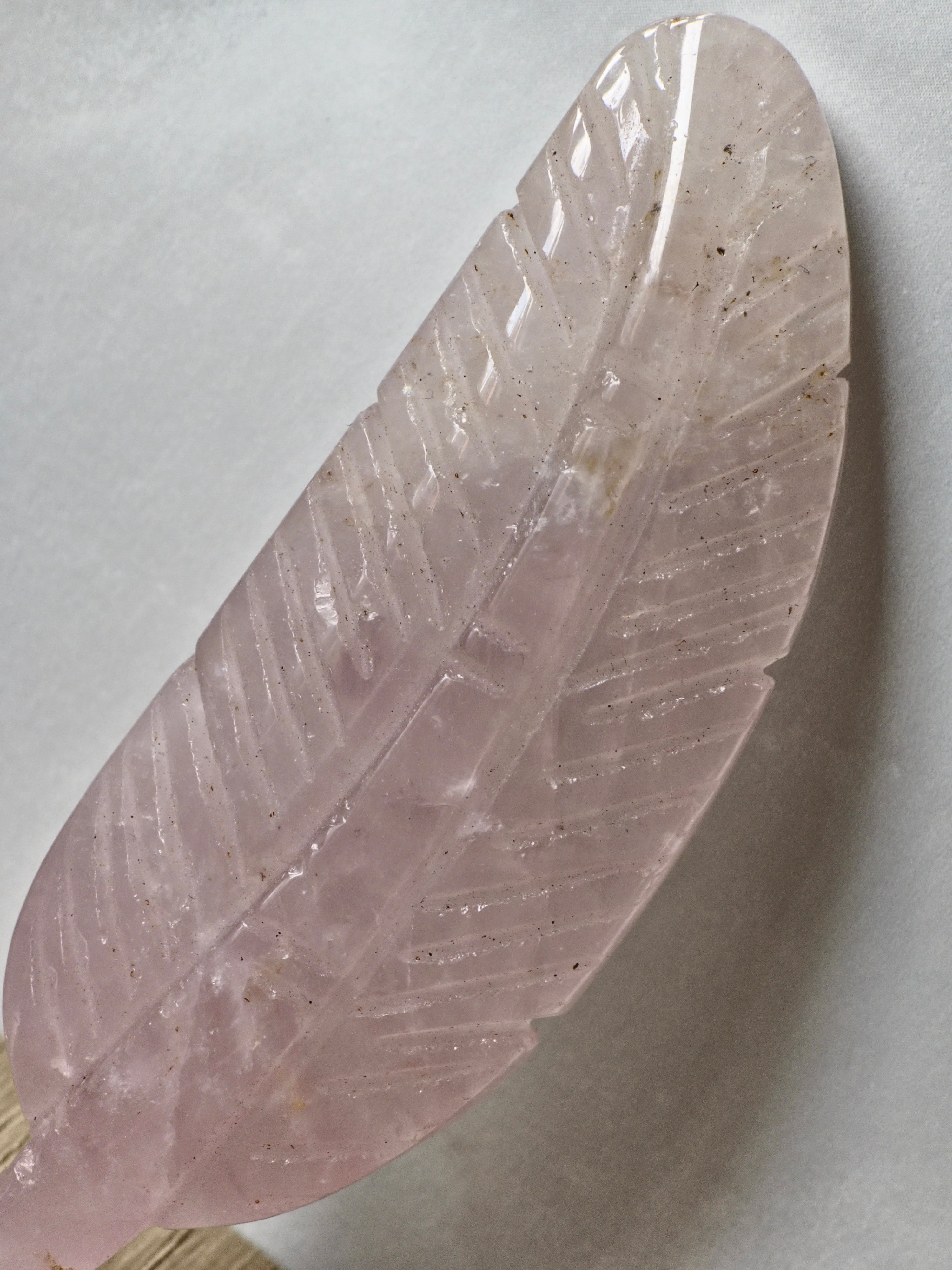 Rose quartz feather