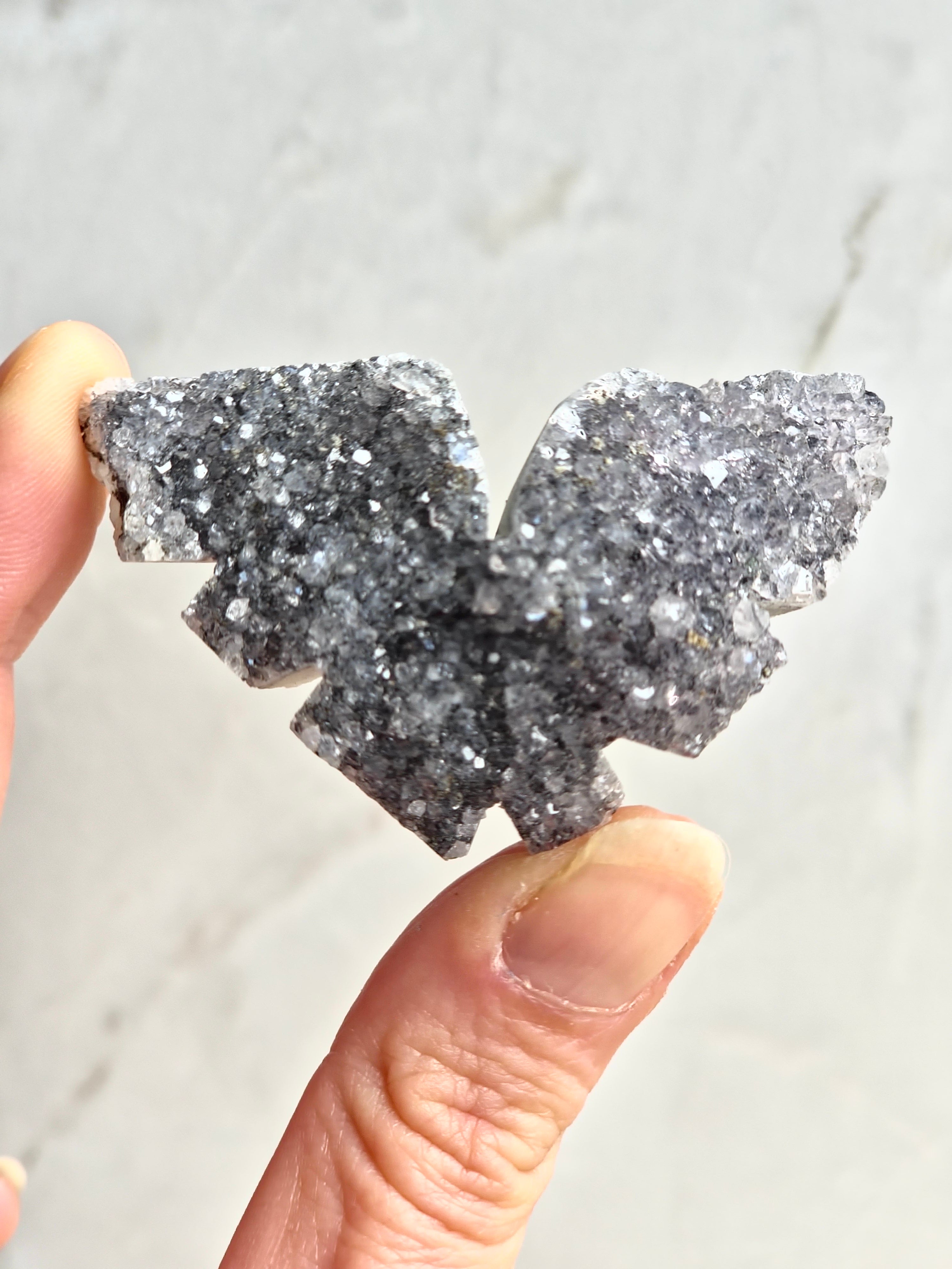 Black Amethyst Druzy Butterfly Carving