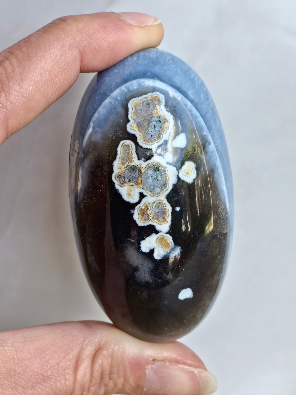 Blue Indian Opal with Moss Agate Inclusion