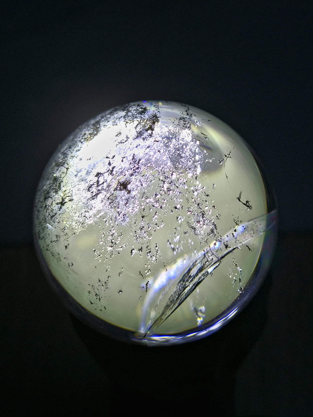 Smokey quartz sphere with rainbows - f