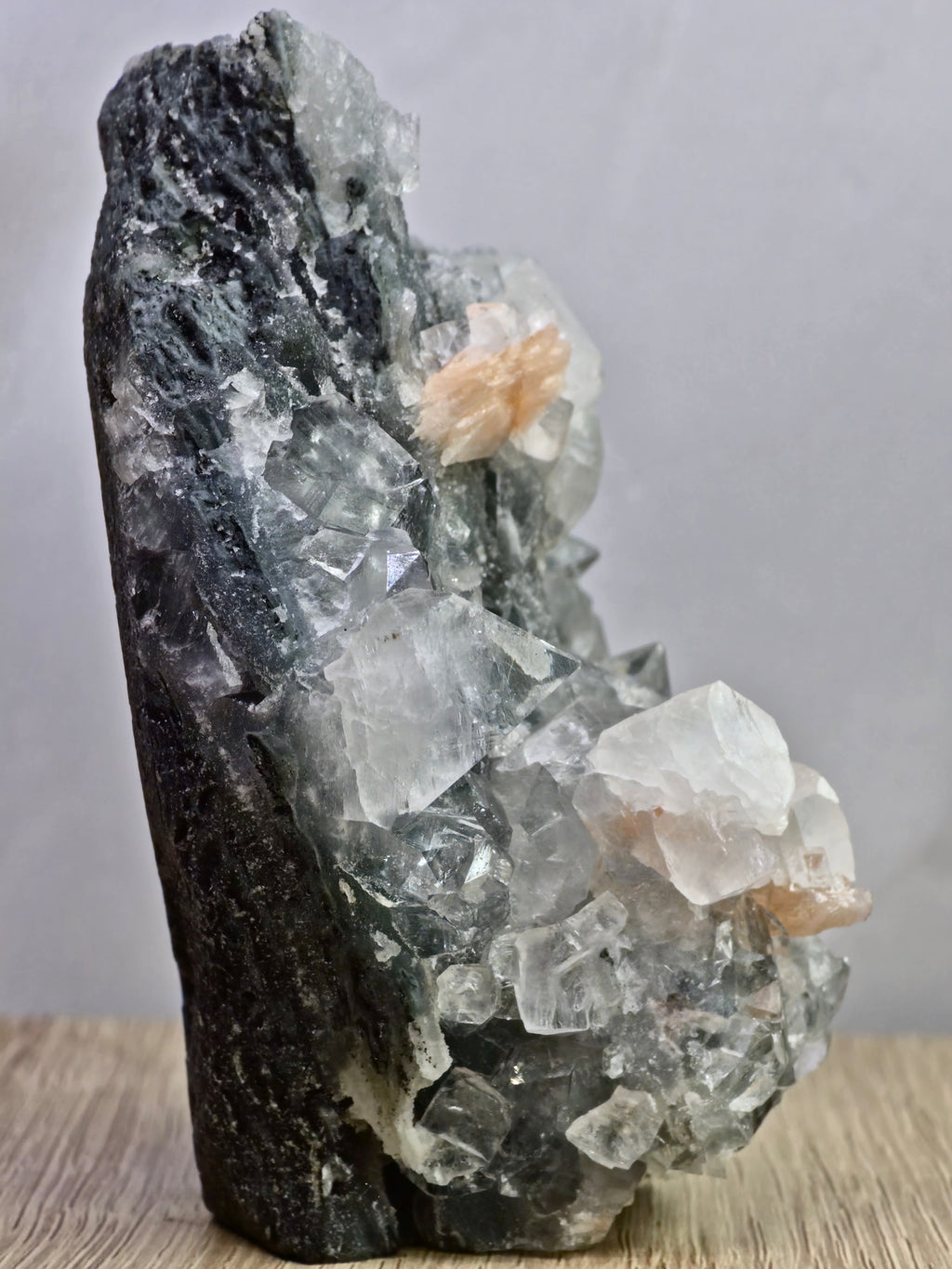 AAA Apophyllite on Blue Chalcedony with Stilbite Cluster