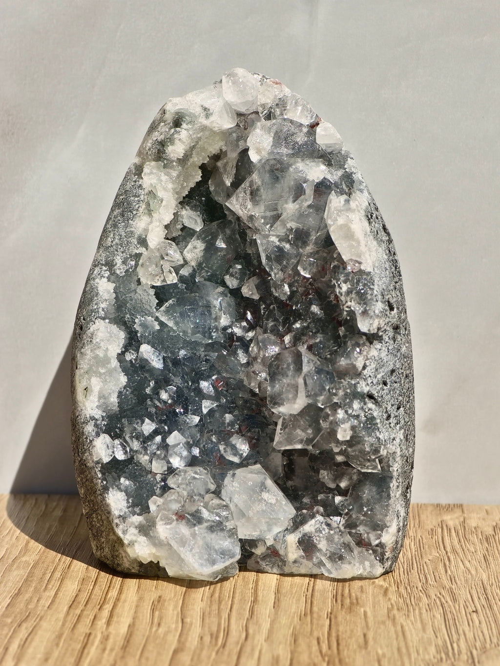 AAA Diamond Apophyllite on Blue Chalcedony with Red Heulandite