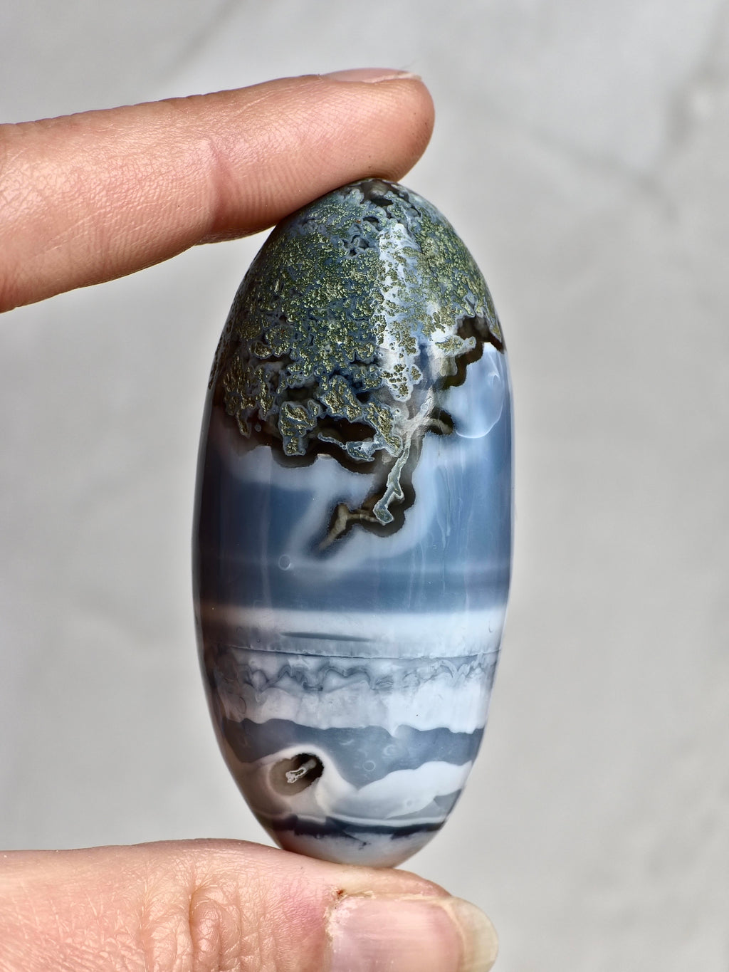Blue Indian Opal with Moss Agate Inclusions Shiva