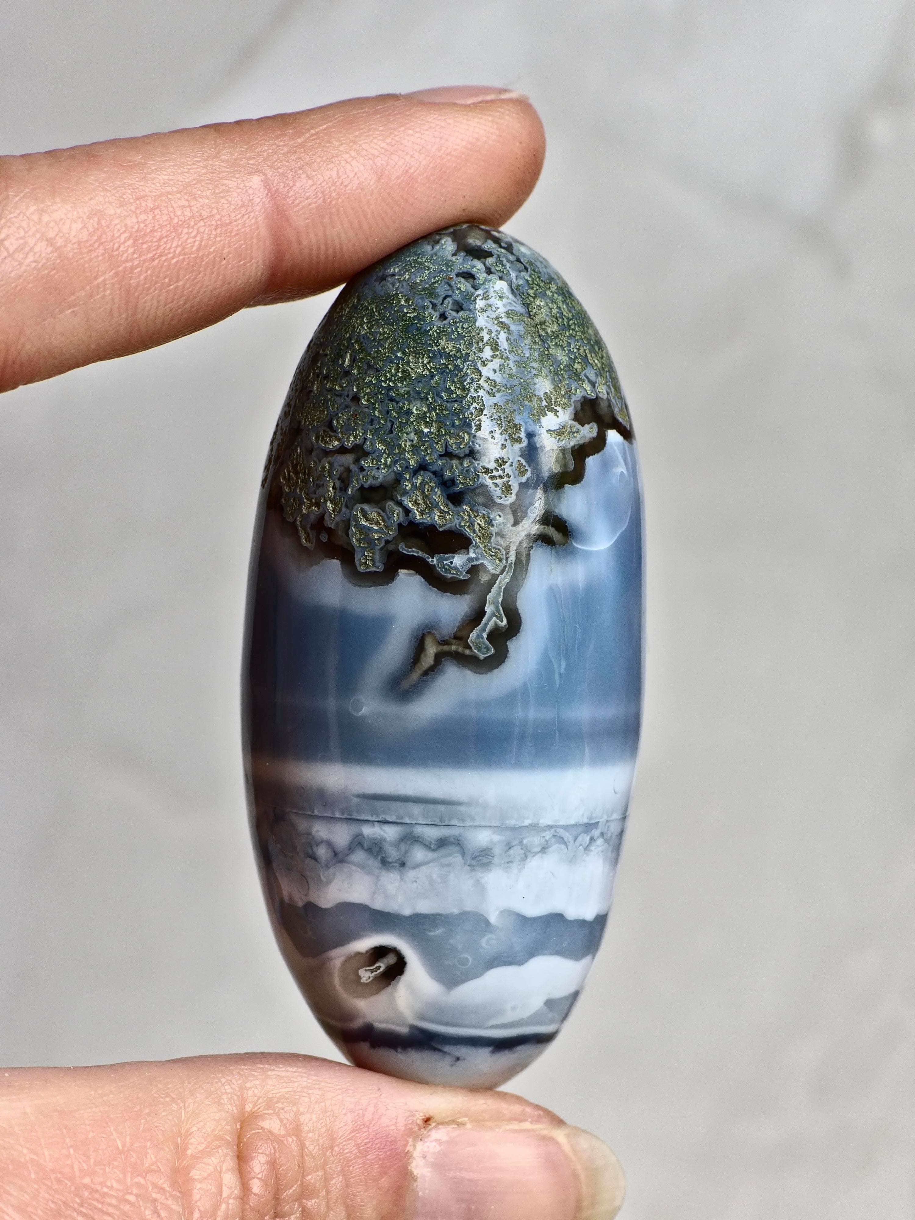 Blue Indian Opal with Moss Agate Inclusions Shiva