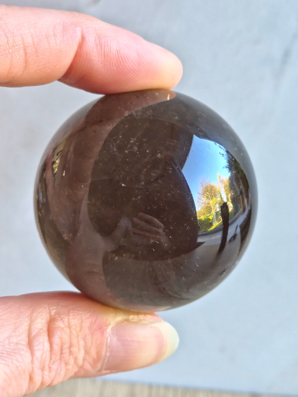 Smoky quartz sphere- h