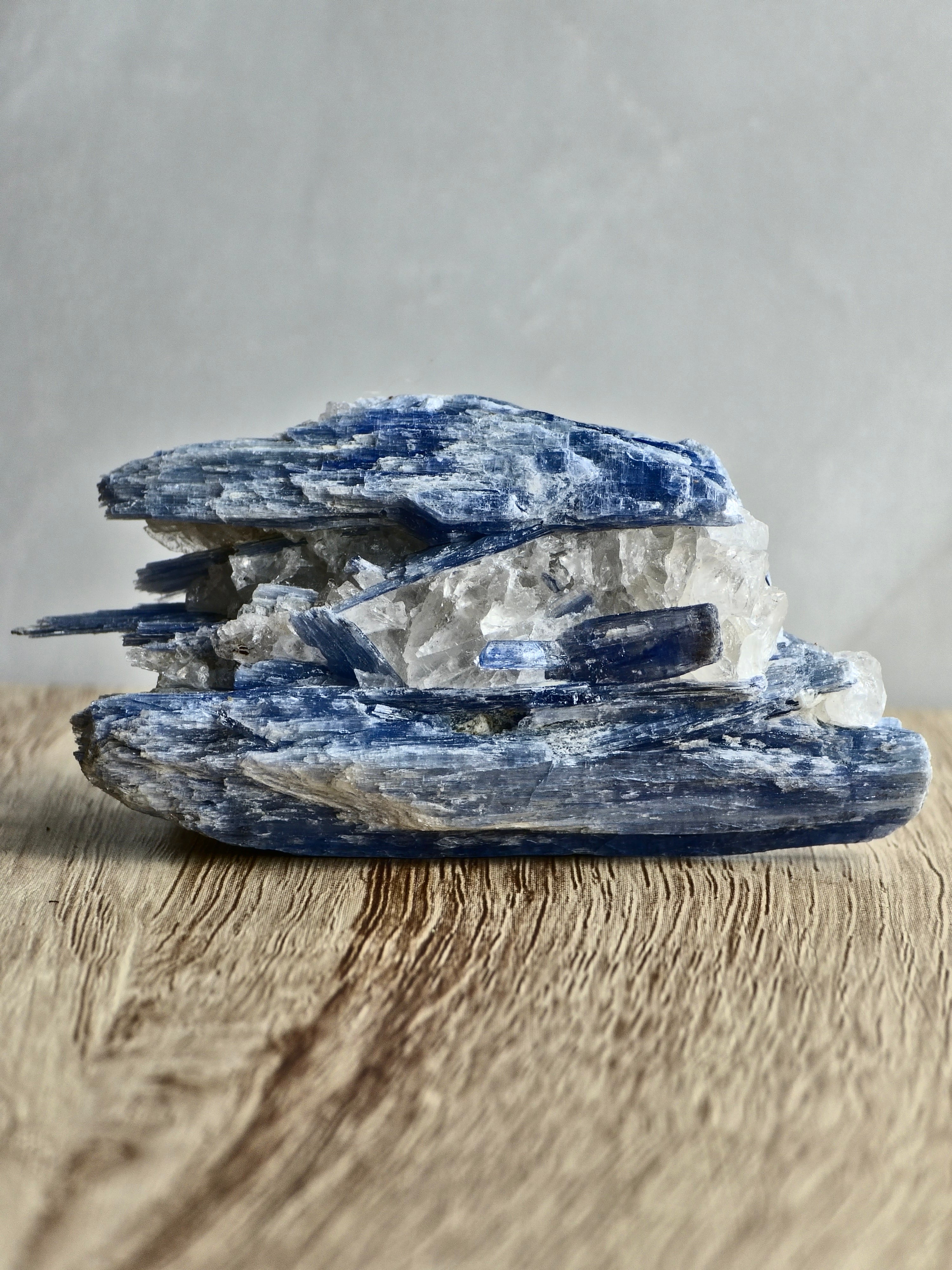 Blue Kyanite on Quartz — Bladed Crystal Growth with Quartz Matrix