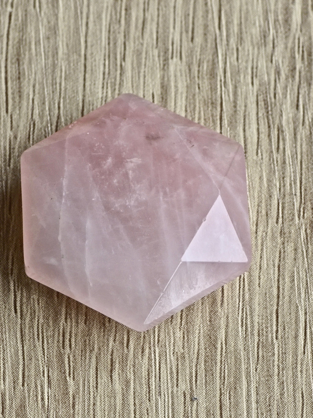 Rose Quartz Faceted Palm Stone / Geometric Polished Crystal