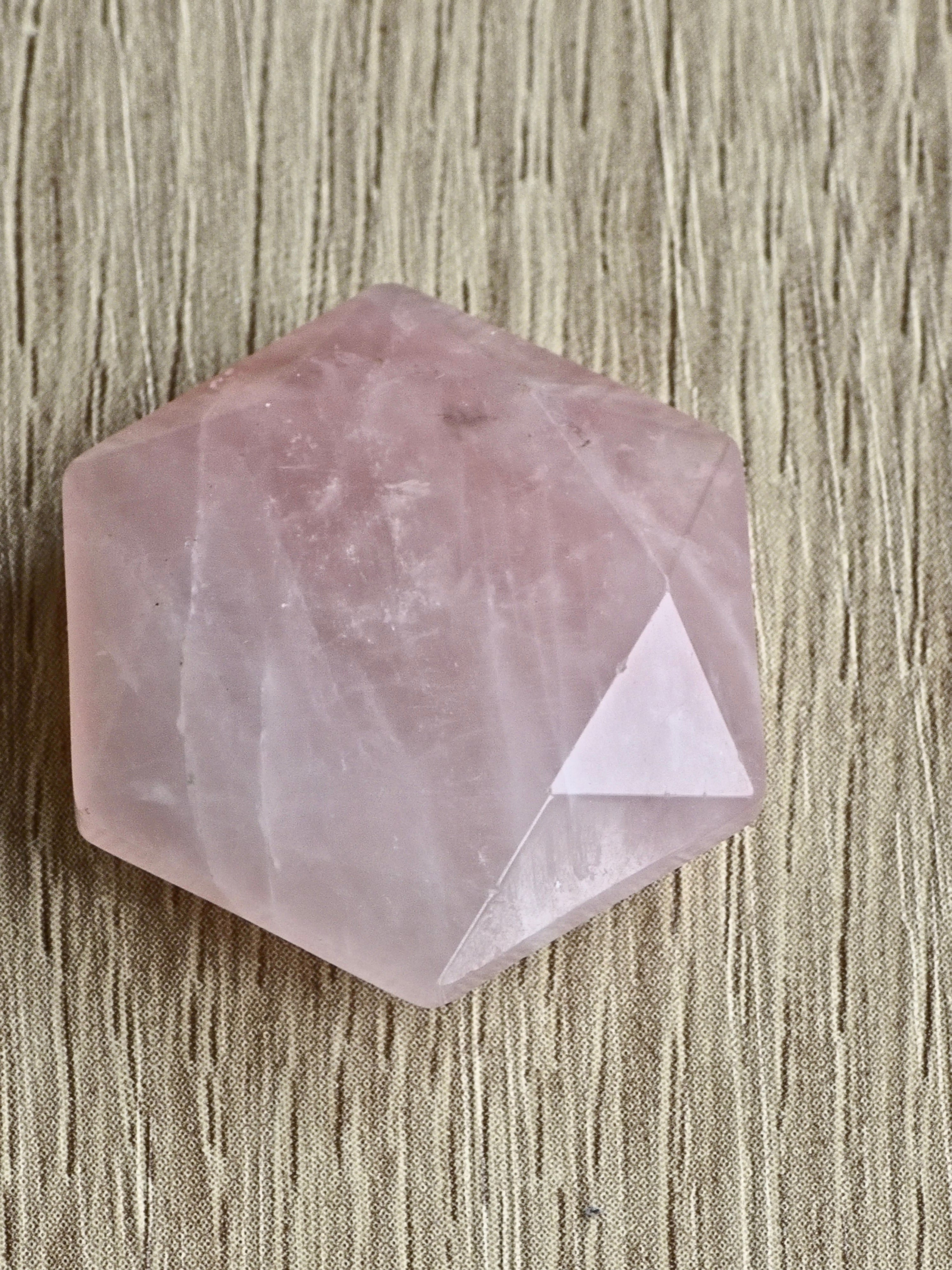 Rose Quartz Faceted Palm Stone / Geometric Polished Crystal
