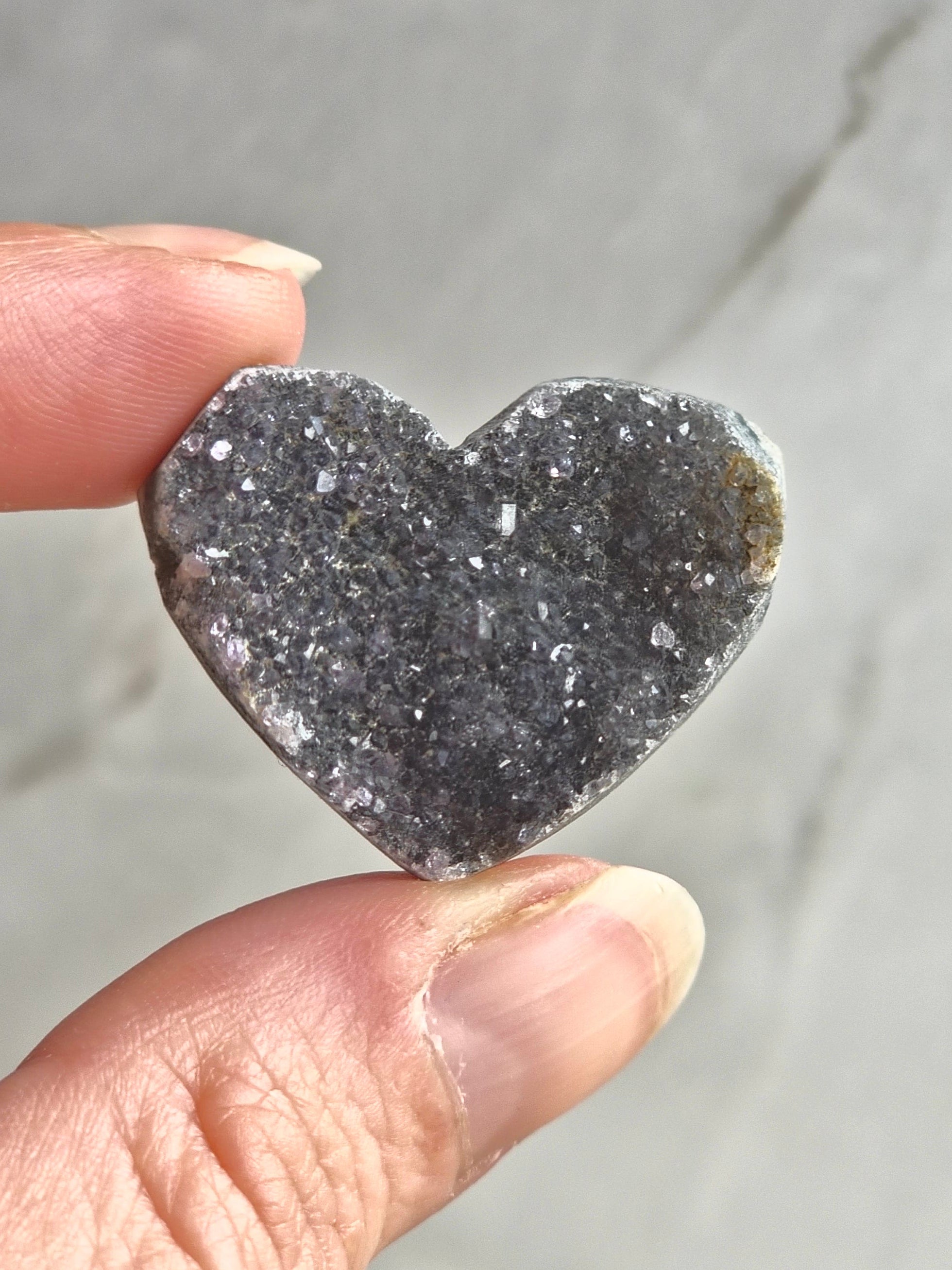 Amethyst druzy heart carvings