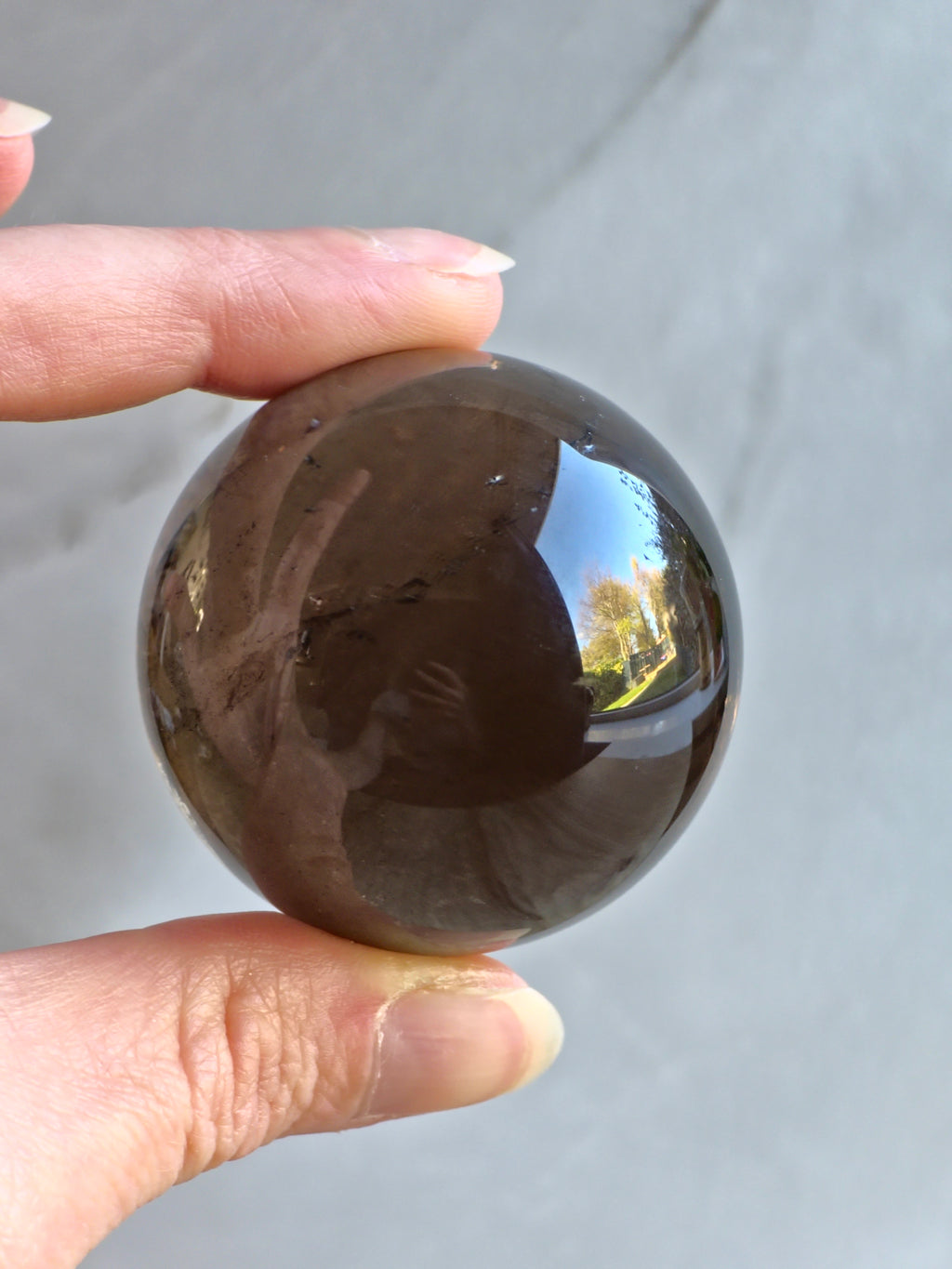 Smoky quartz sphere- d