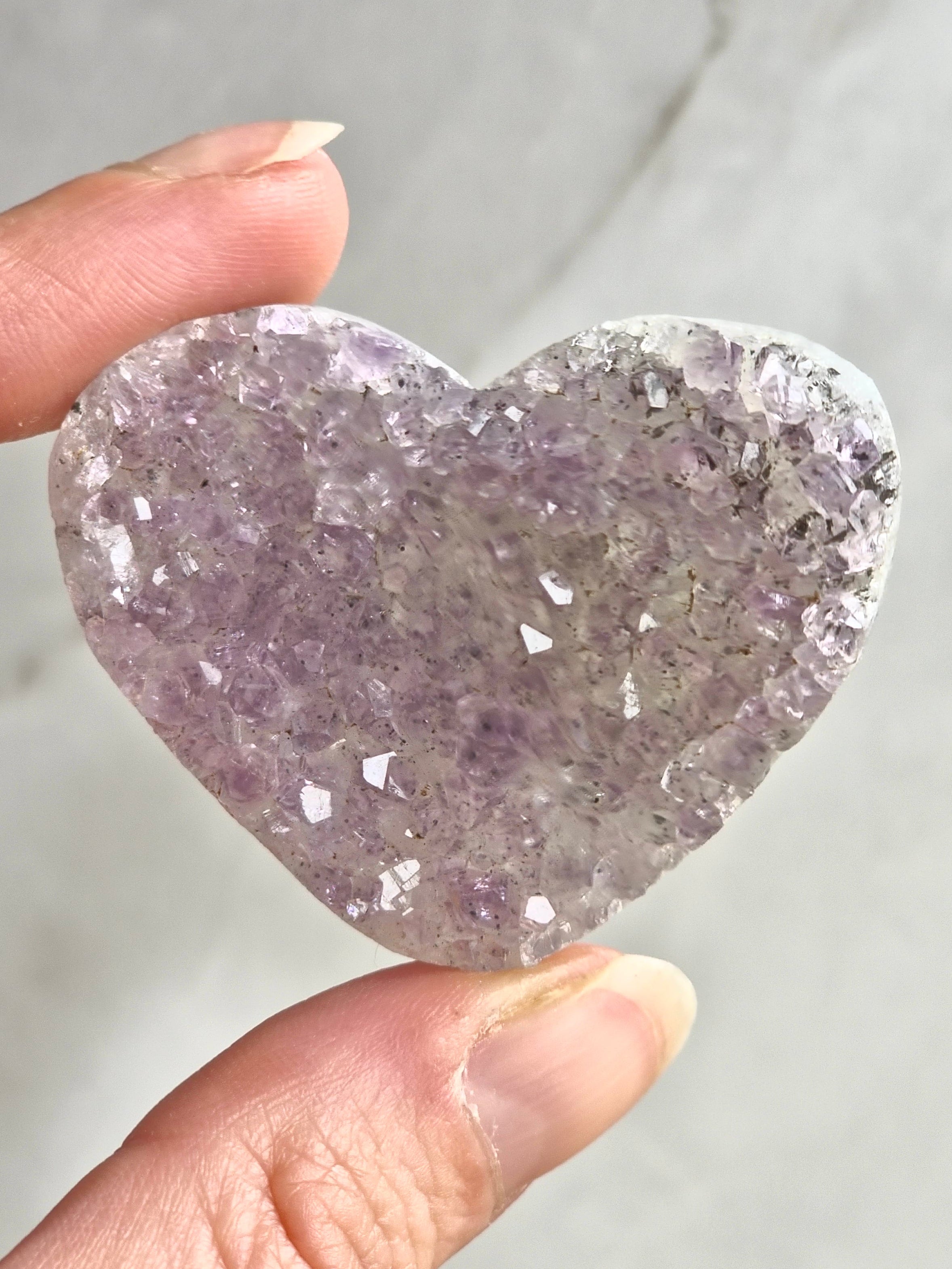 Amethyst druzy heart carvings