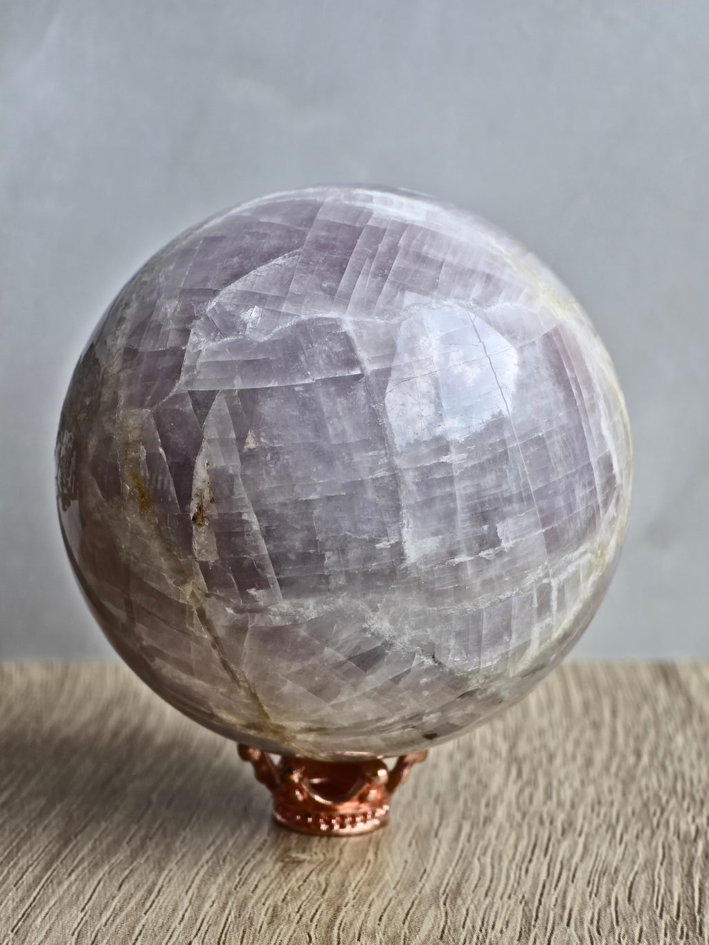 Kunzite Sphere with Pyrite Inclusion