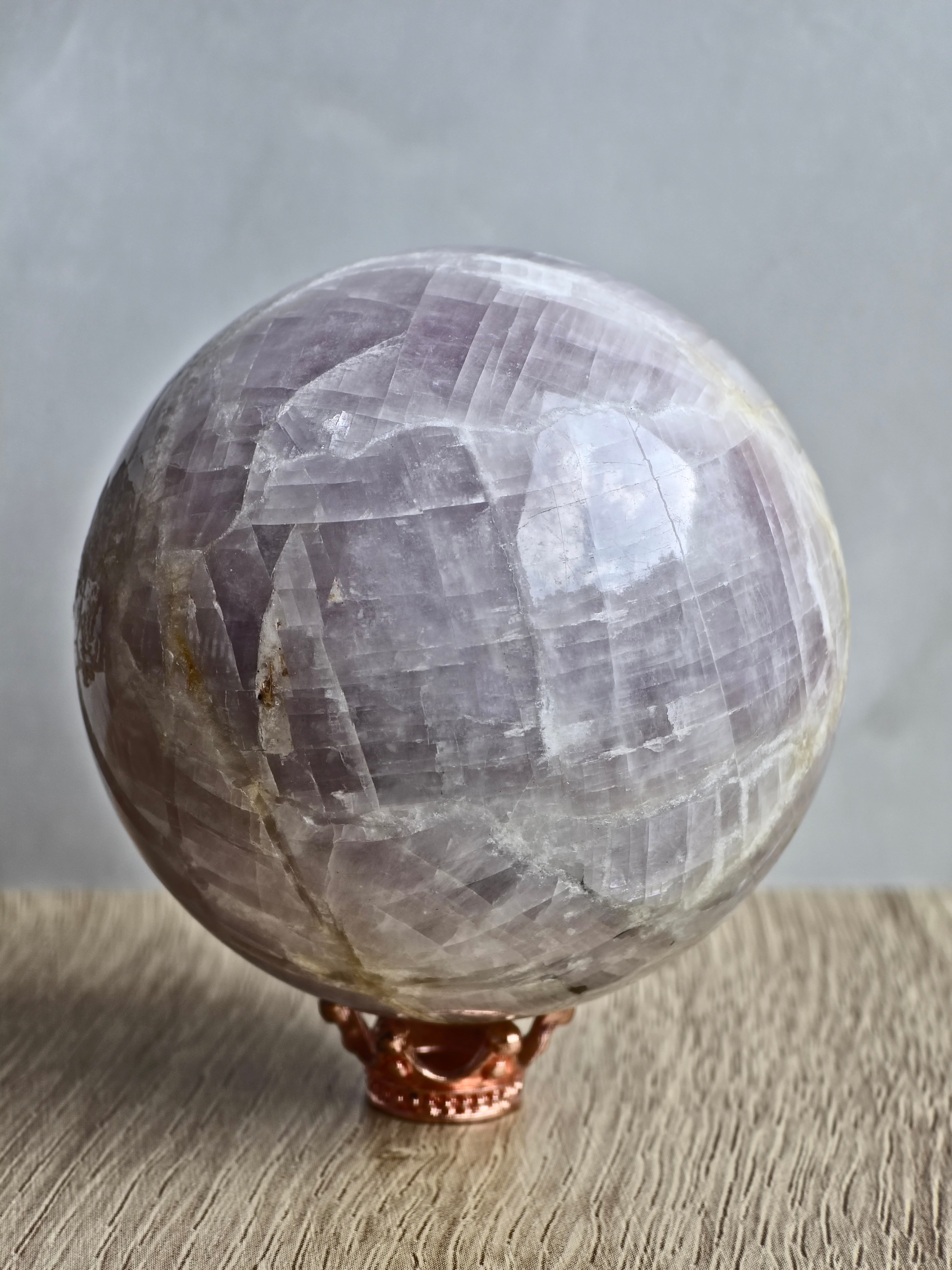 Kunzite Sphere with Pyrite Inclusion