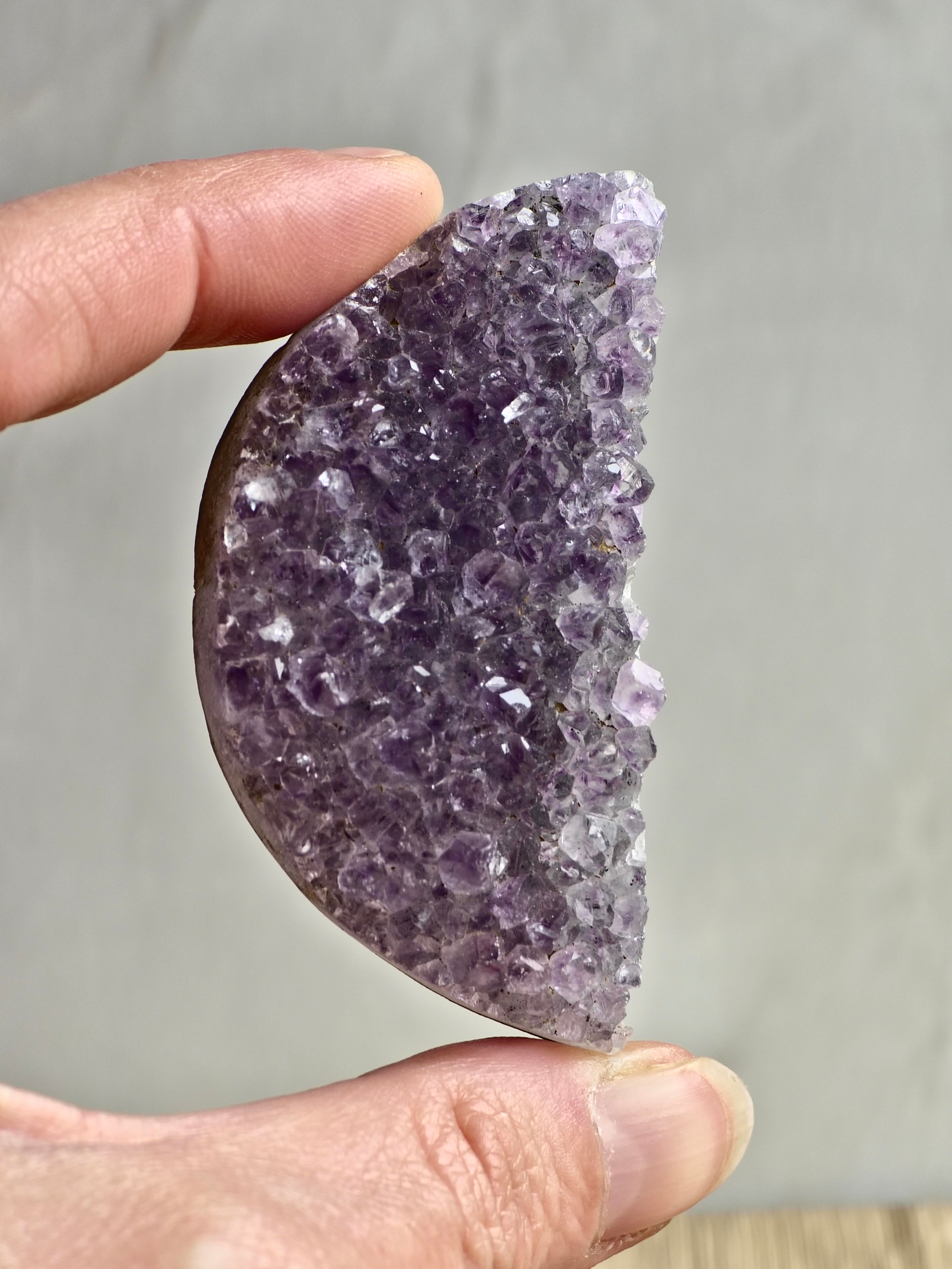 Amethyst druzy half moon