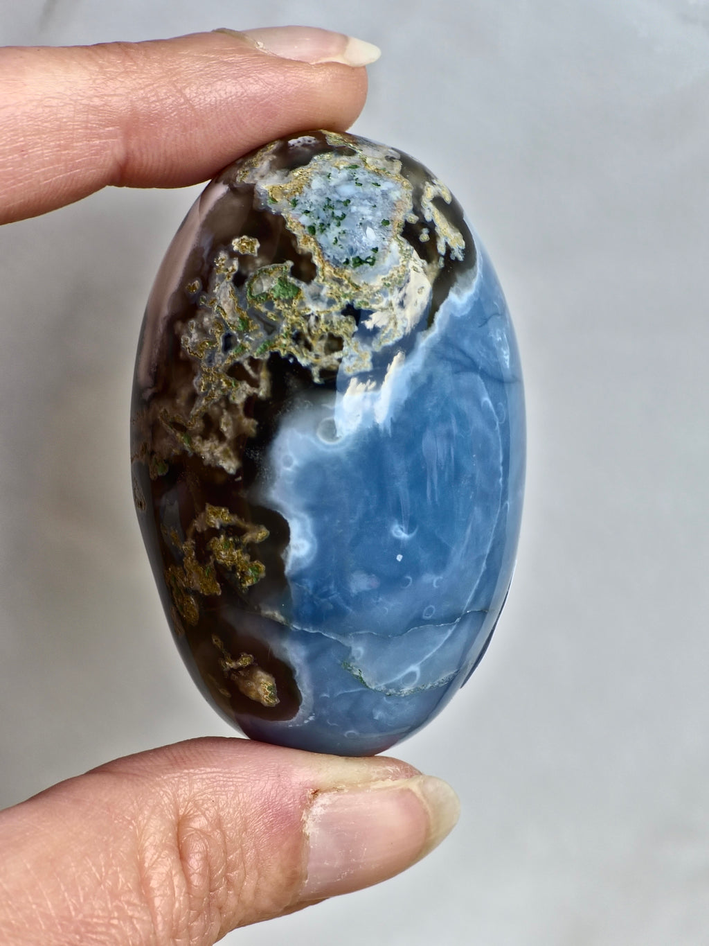 Blue Indian Opal with Moss Agate Inclusions