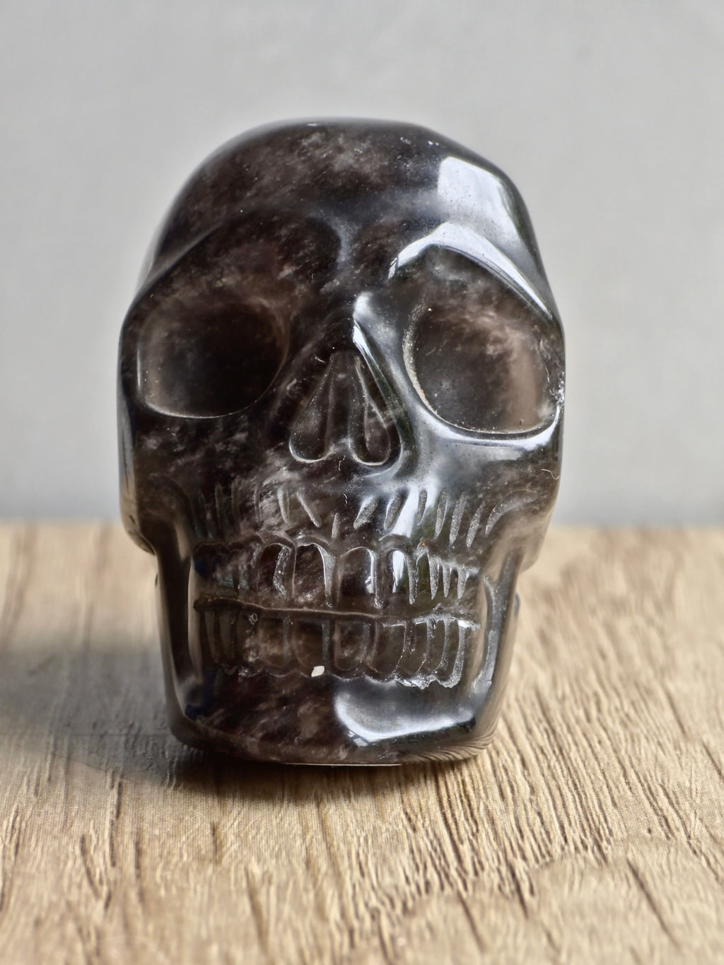 Smoky Quartz Skull Carving