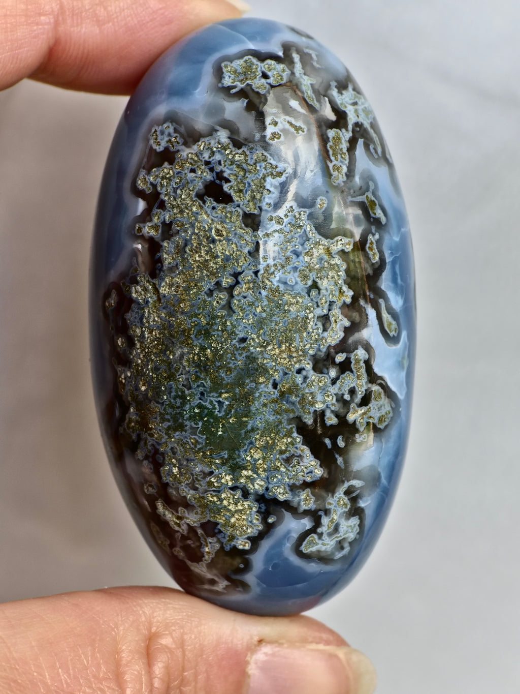 Blue Indian Opal with Moss agate inclusions