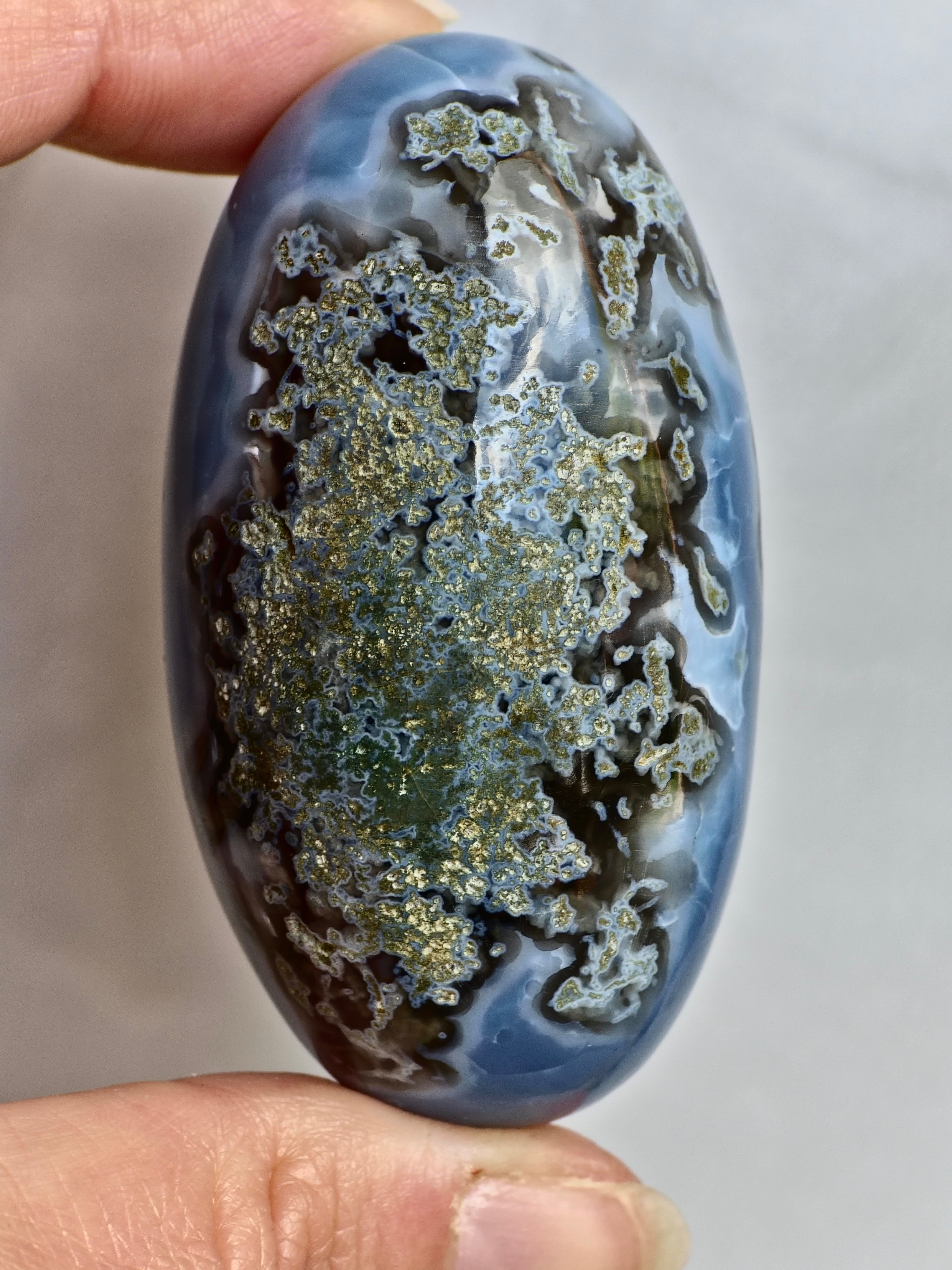 Blue Indian Opal with Moss agate inclusions