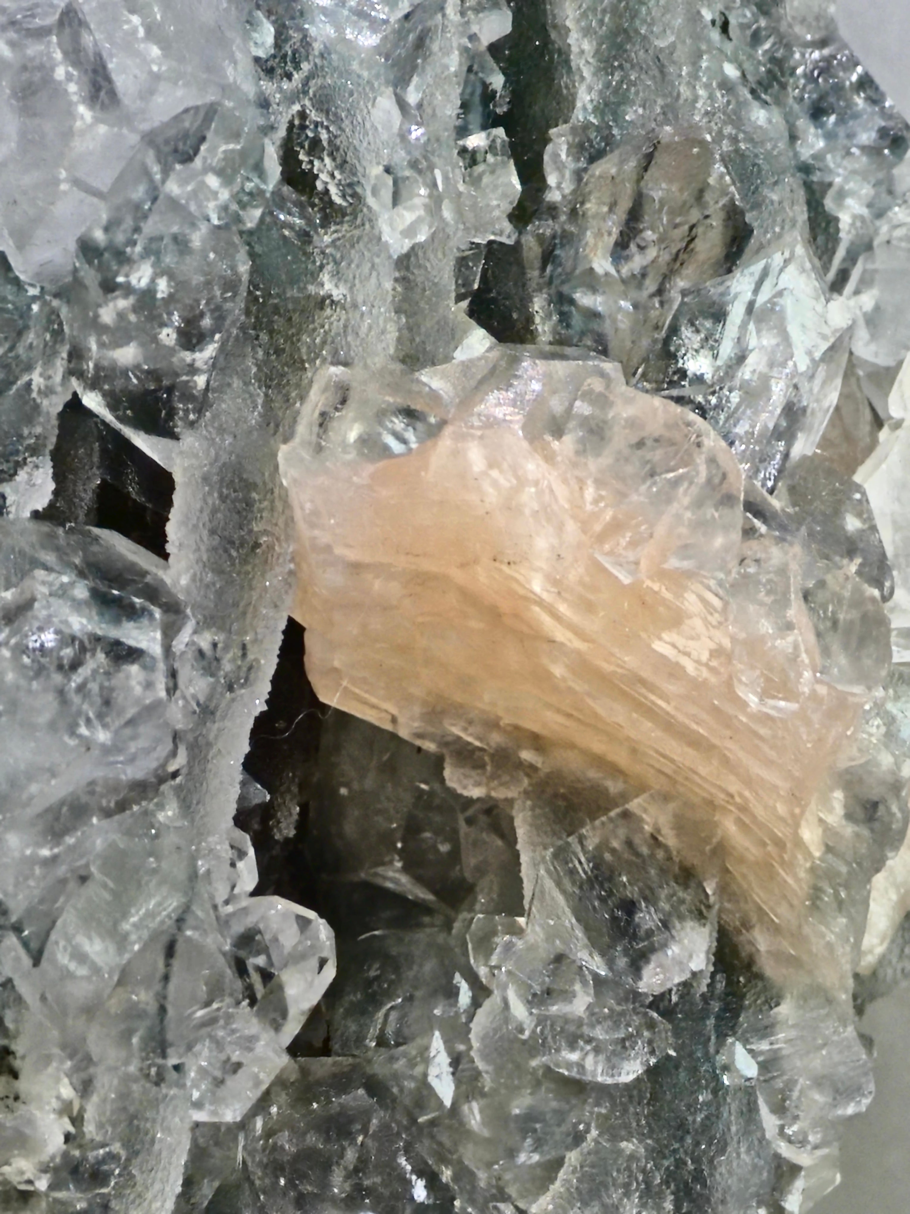 AAA Apophyllite on Blue Chalcedony with Stilbite — Large Display Piece