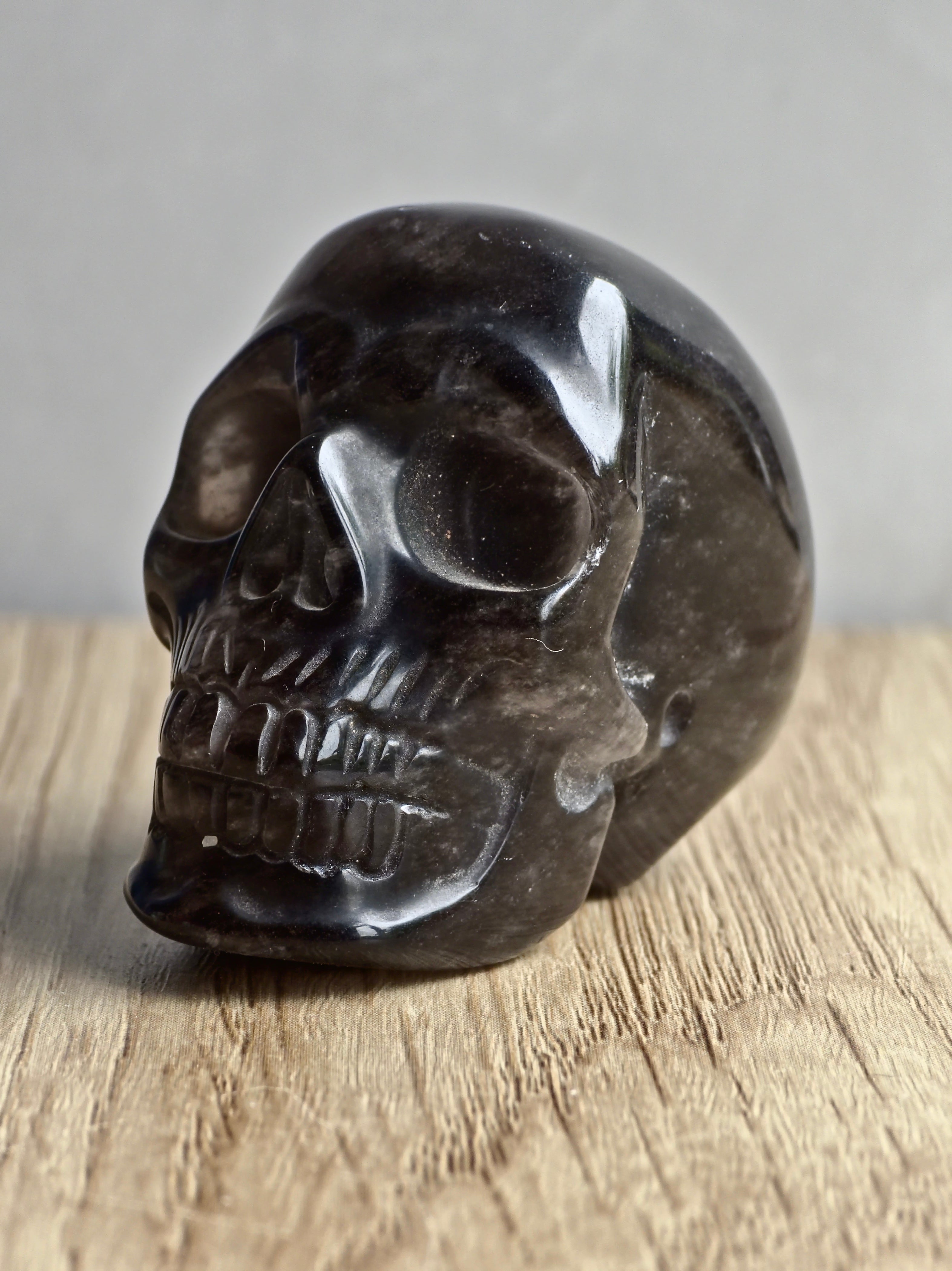 Smoky Quartz Skull Carving
