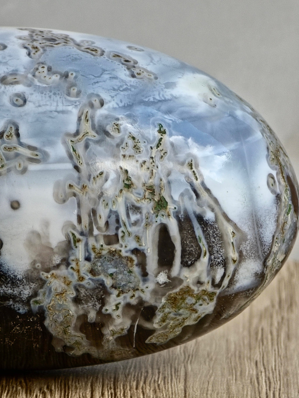 Blue Indian Opal with Moss Agate Inclusions Shiva Lingham