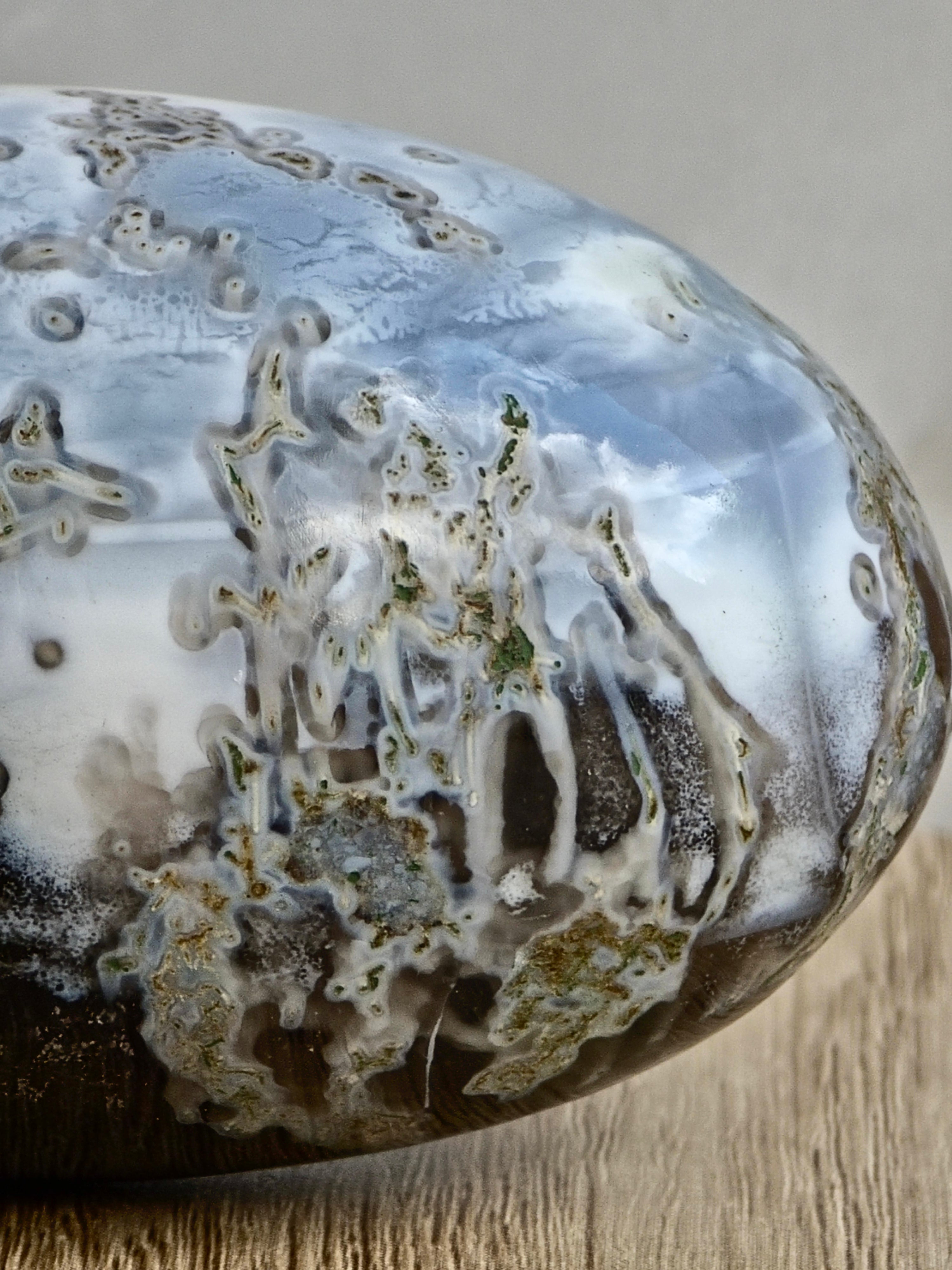 Blue Indian Opal with Moss Agate Inclusions Shiva Lingham
