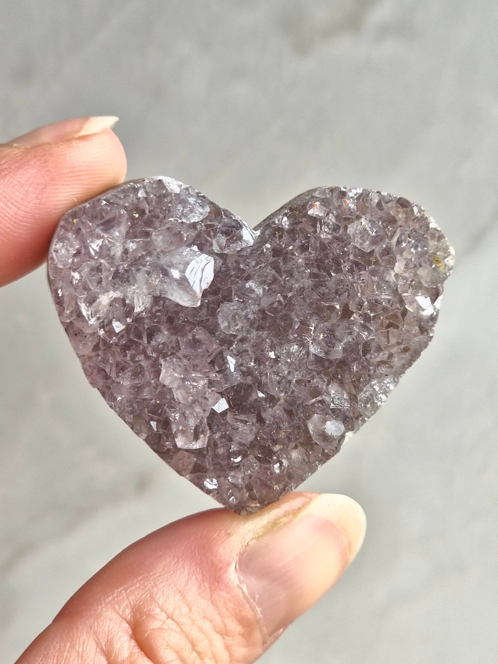 Amethyst druzy heart carvings