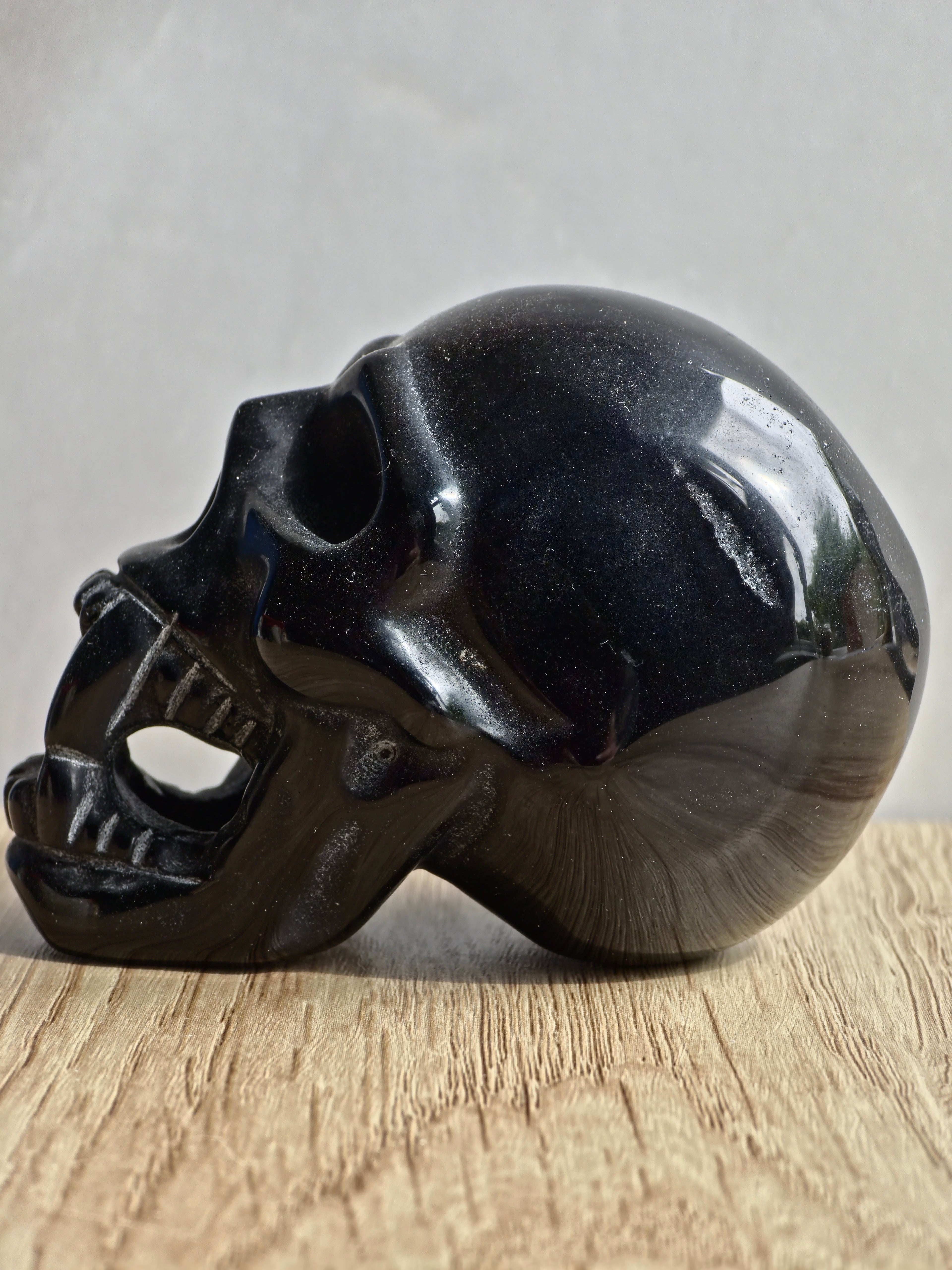 Obsidian Vampire Skull Carving