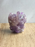 Amethyst Medusa Carving with Chevron Patterning & Natural Inclusions