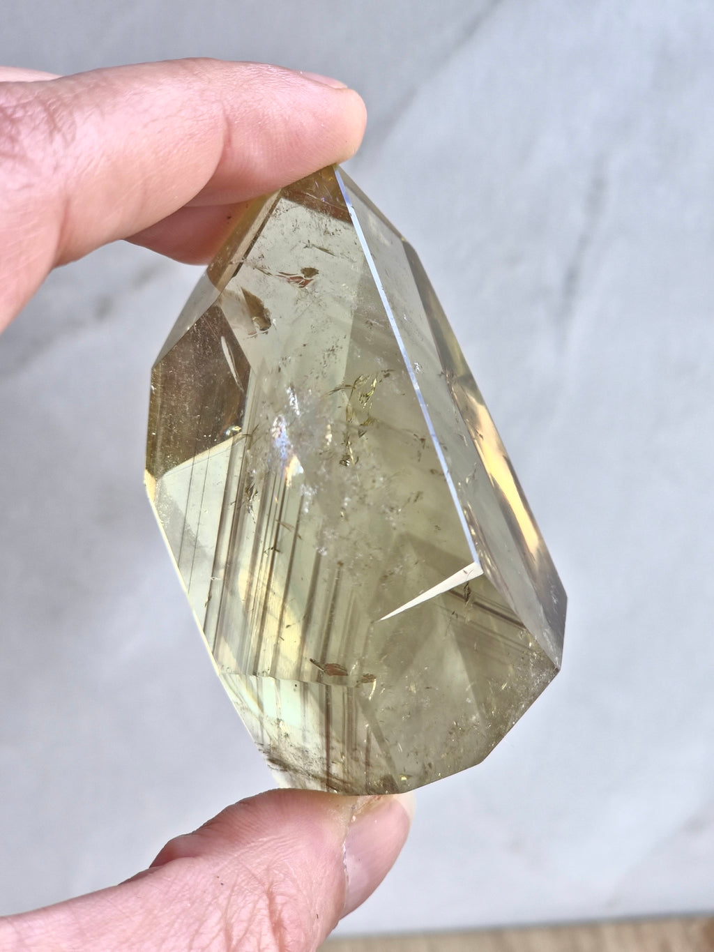 Phantom Citrine with internal rainbow + layered growth bands
