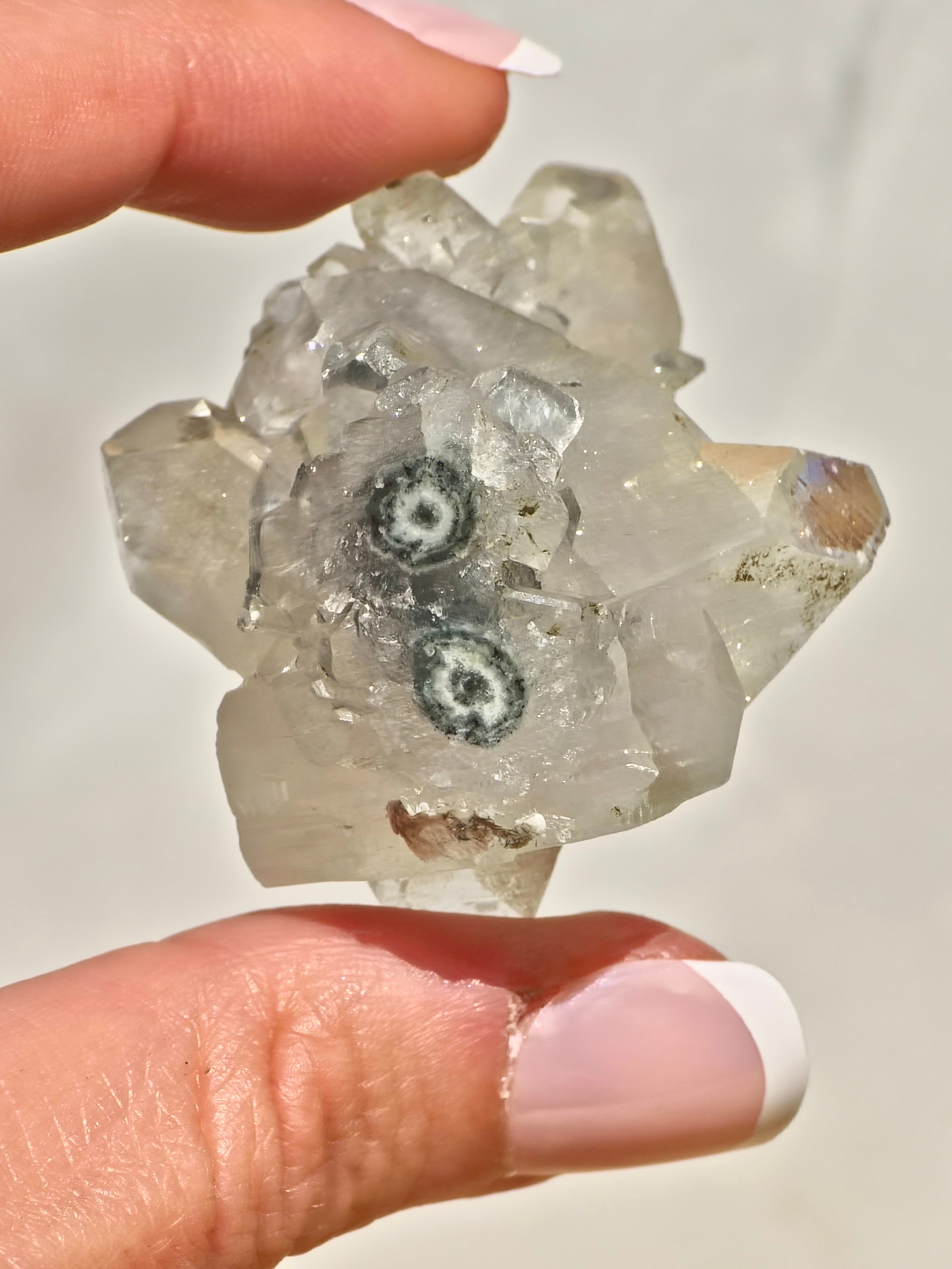 AAA Diamond Apopyllite on Blue Chalcedony