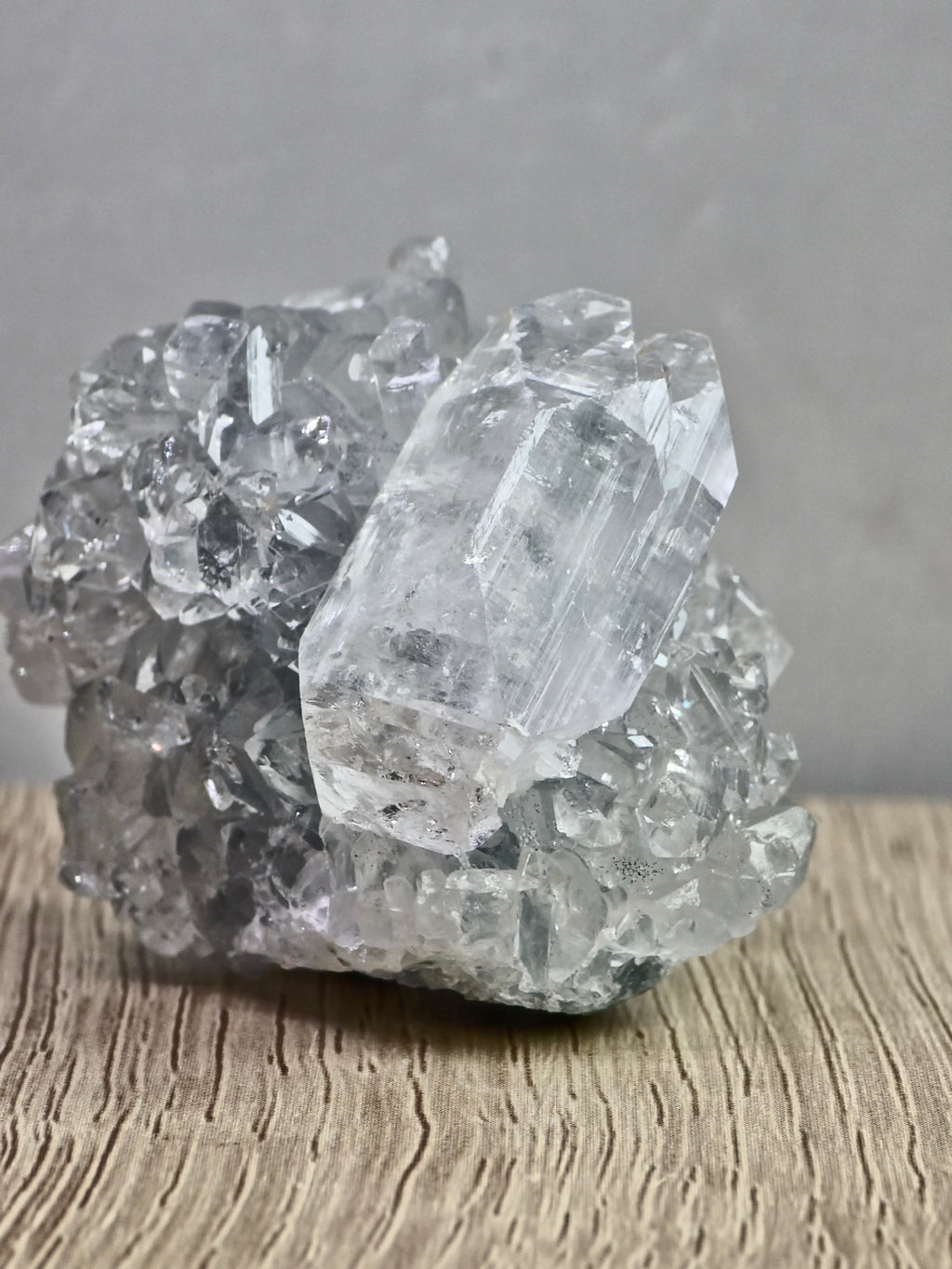 AAA Diamond Apophyllite on Blue Chalcedony – High Clarity Terminations