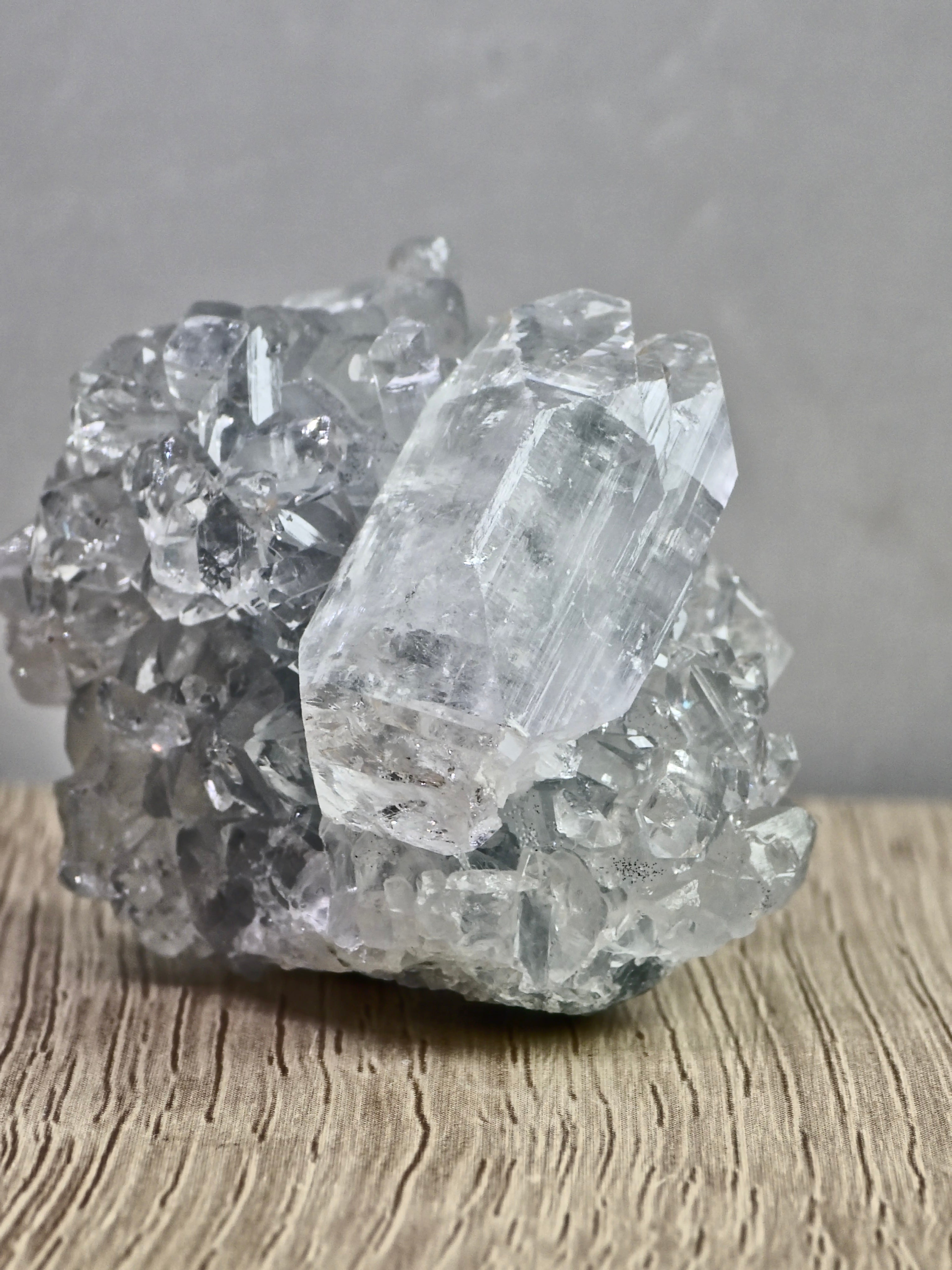 AAA Diamond Apophyllite on Blue Chalcedony – High Clarity Terminations