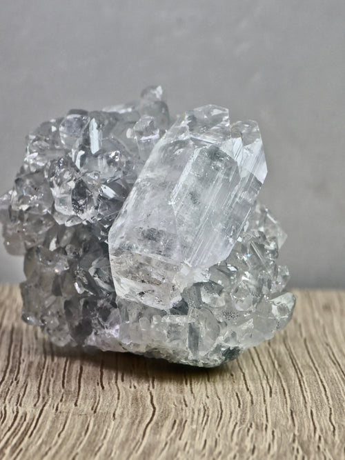 AAA Diamond Apophyllite on Blue Chalcedony – High Clarity Terminations