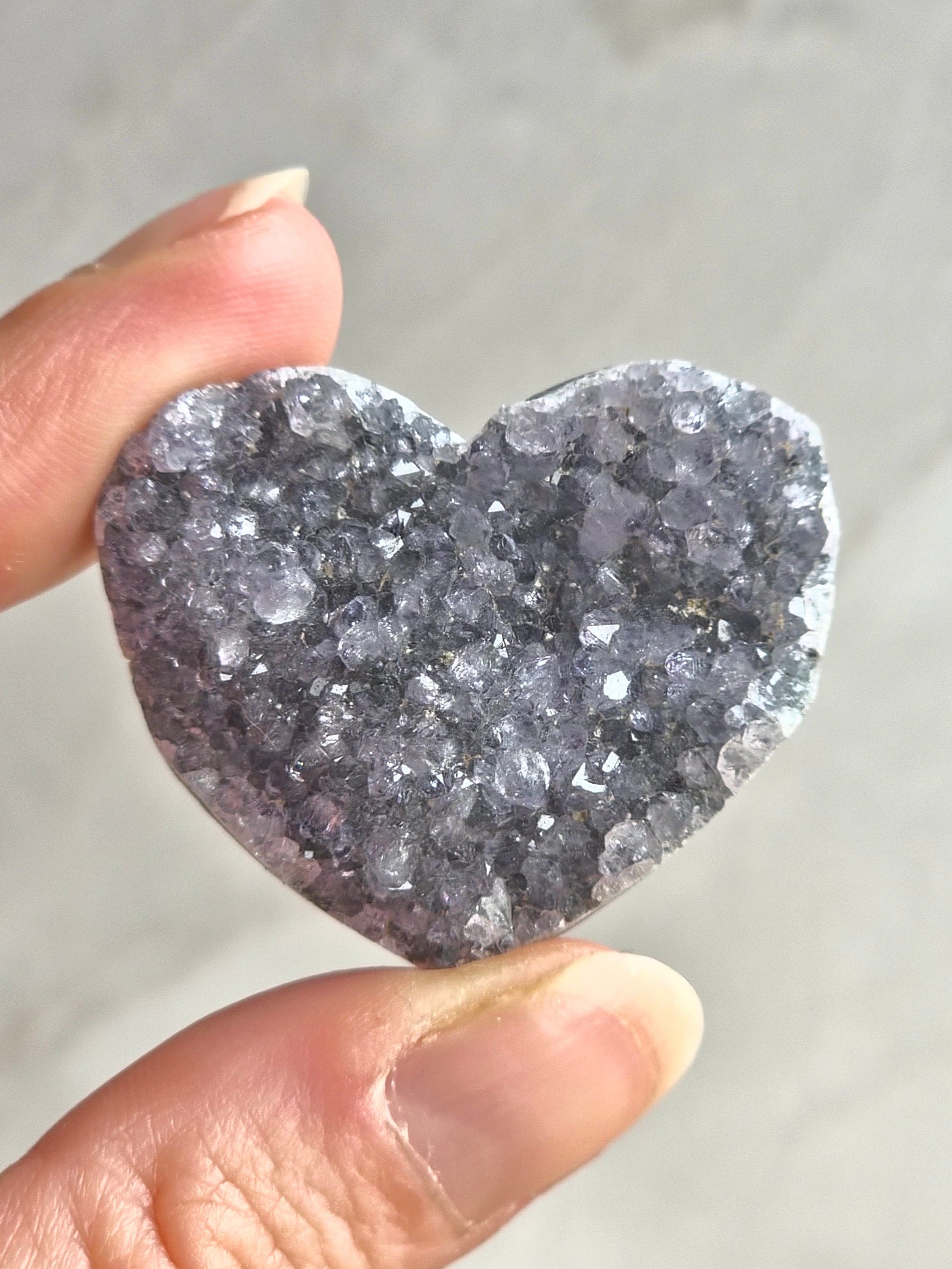 Amethyst druzy heart carvings