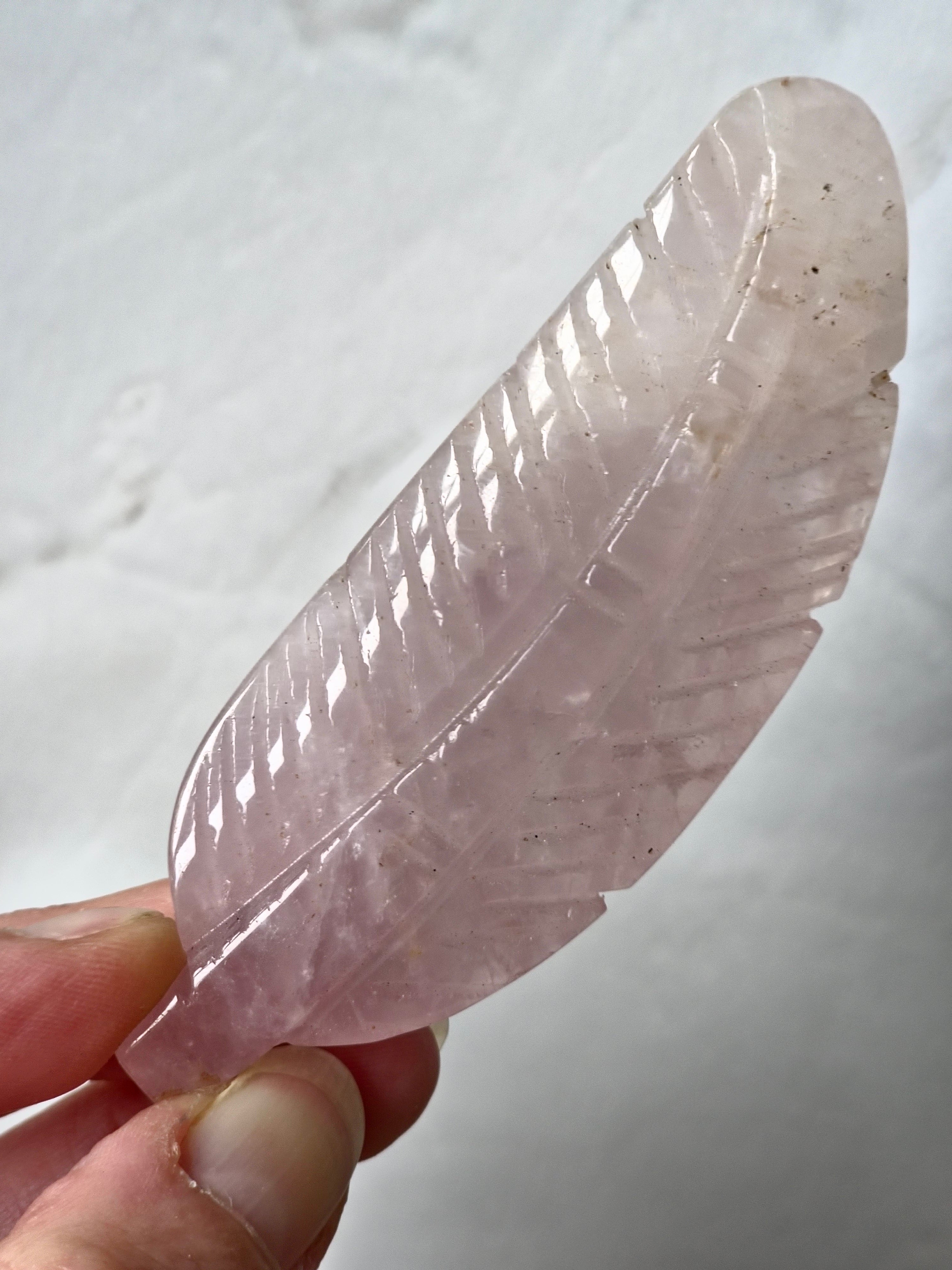 Rose quartz feather