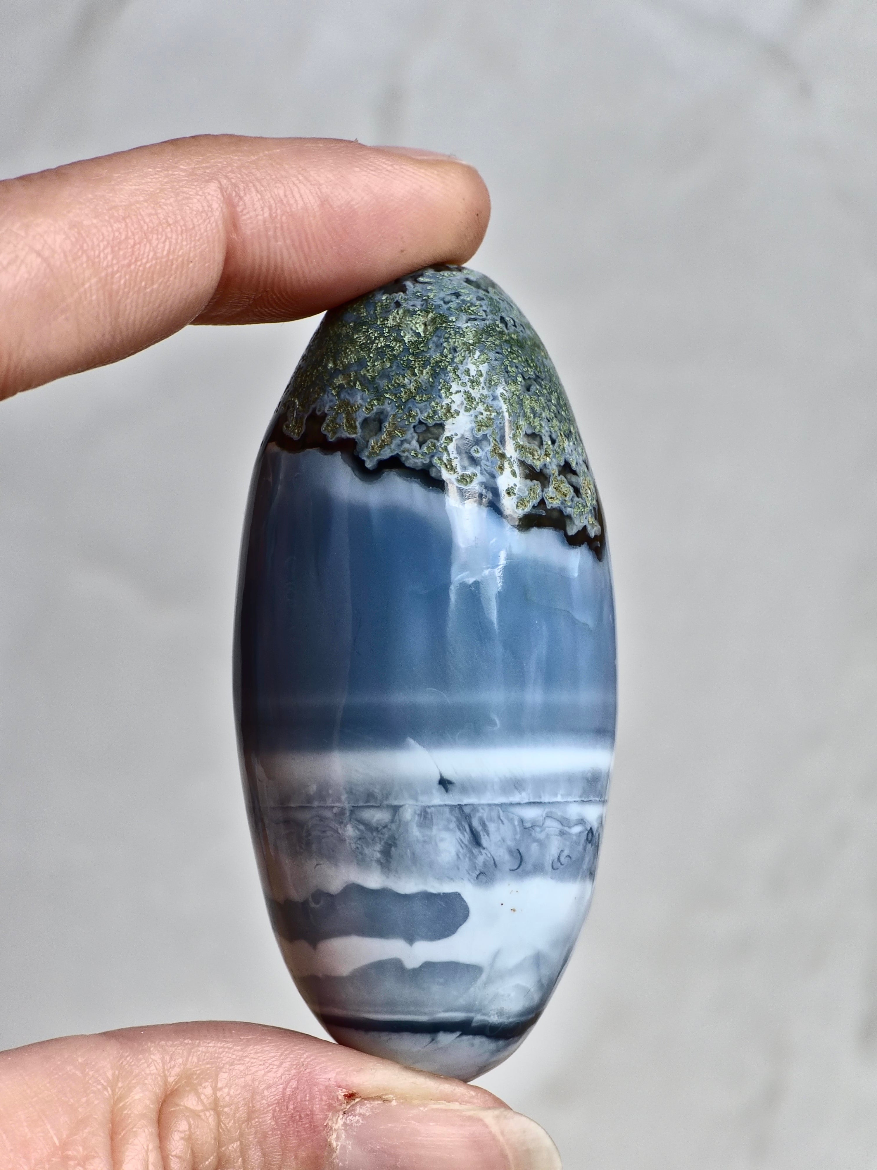 Blue Indian Opal with Moss Agate Inclusions Shiva