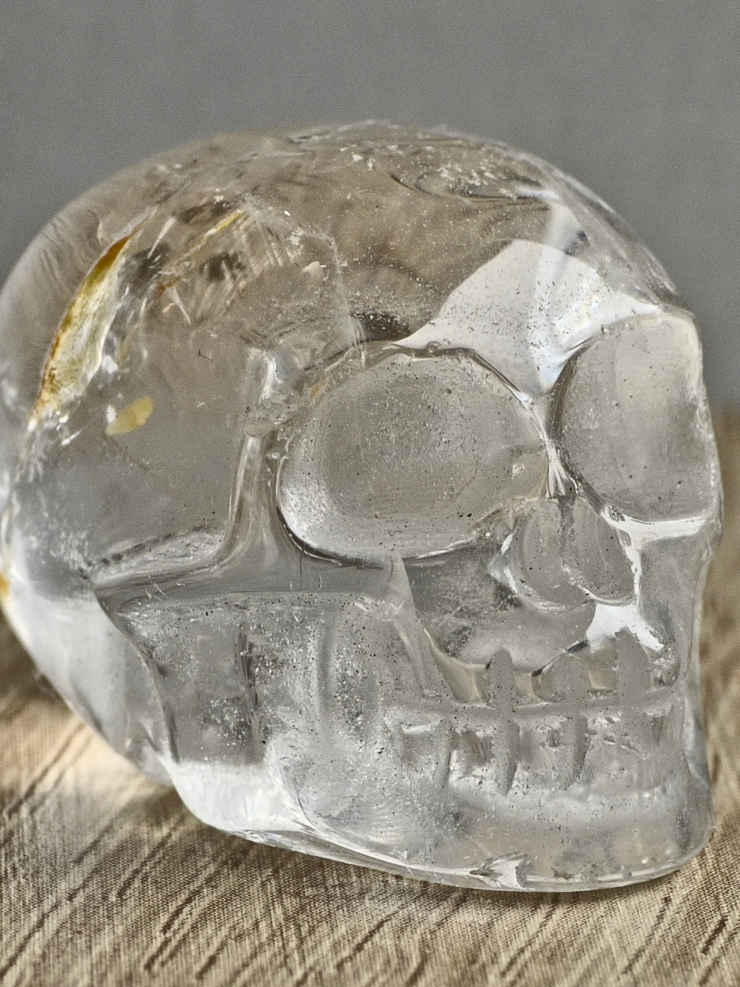 Clear quartz skull with iron inclusions