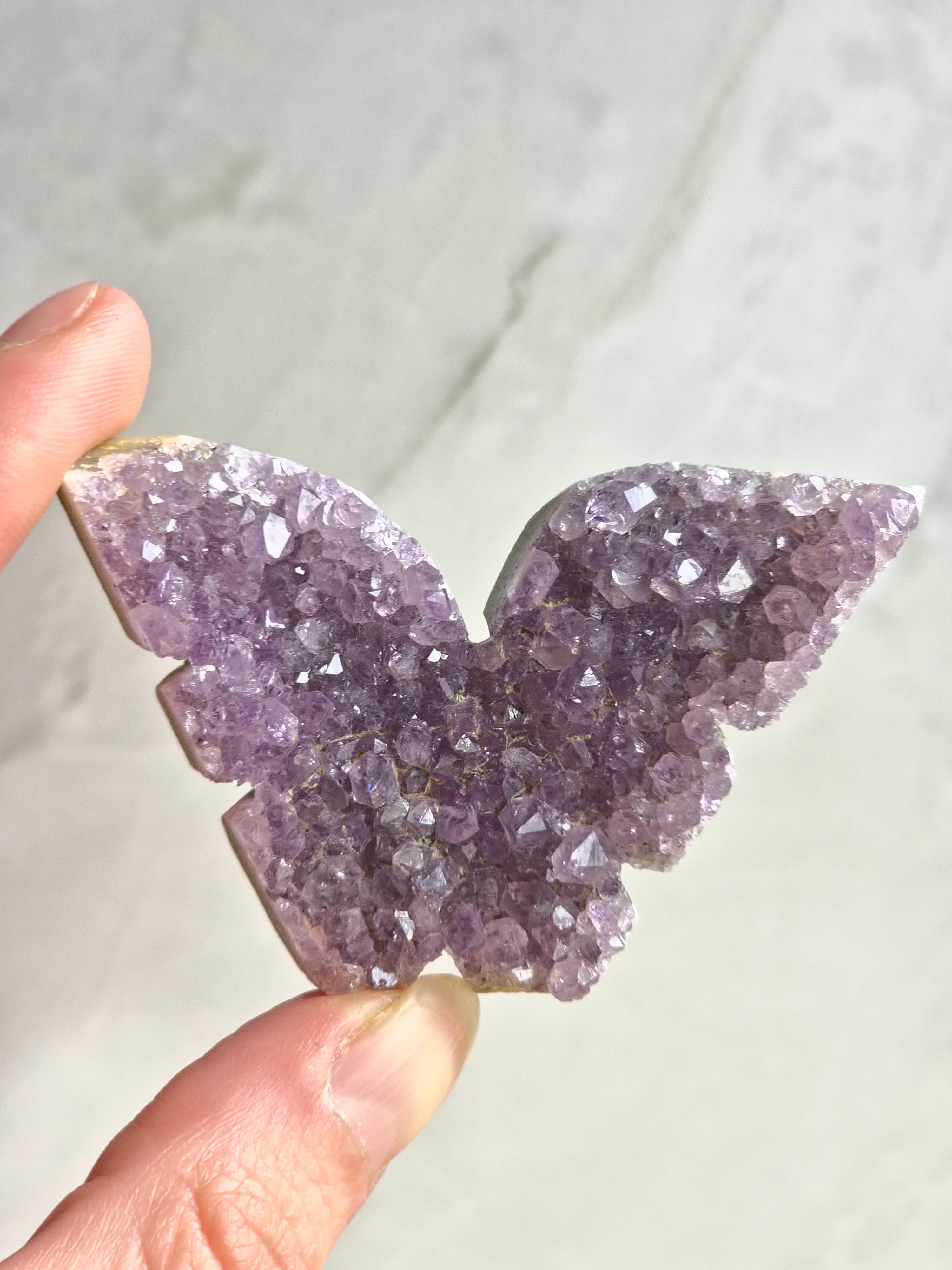 Amethyst Druzy Butterfly Carving