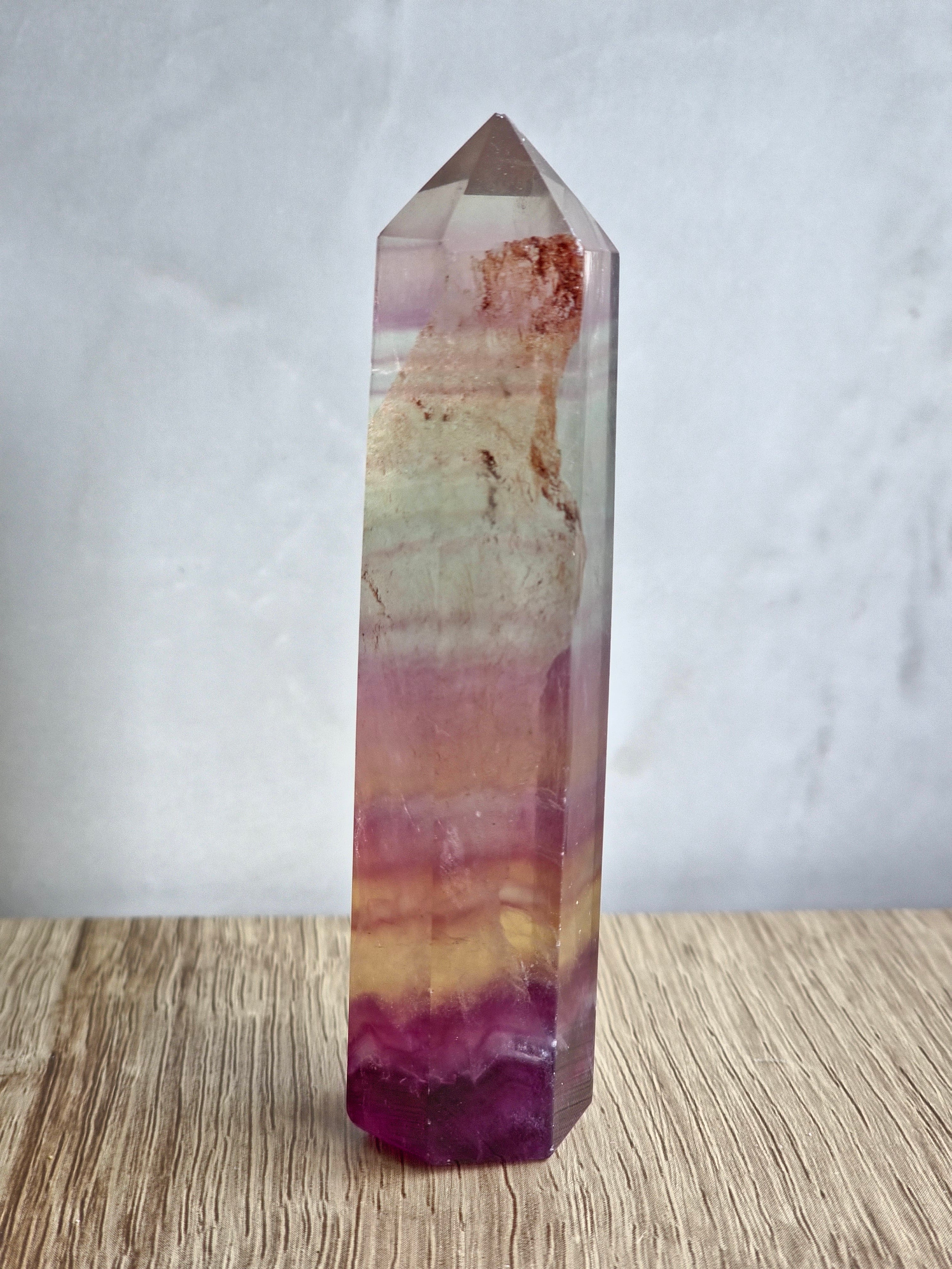 Fluorite Tower — Banded Growth with Zoned Colour Formation