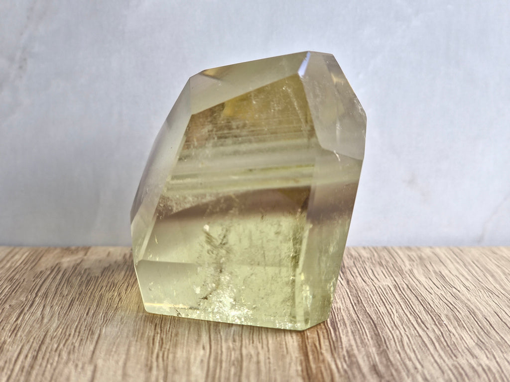 Citrine freeform with white and smoky phantom lines
