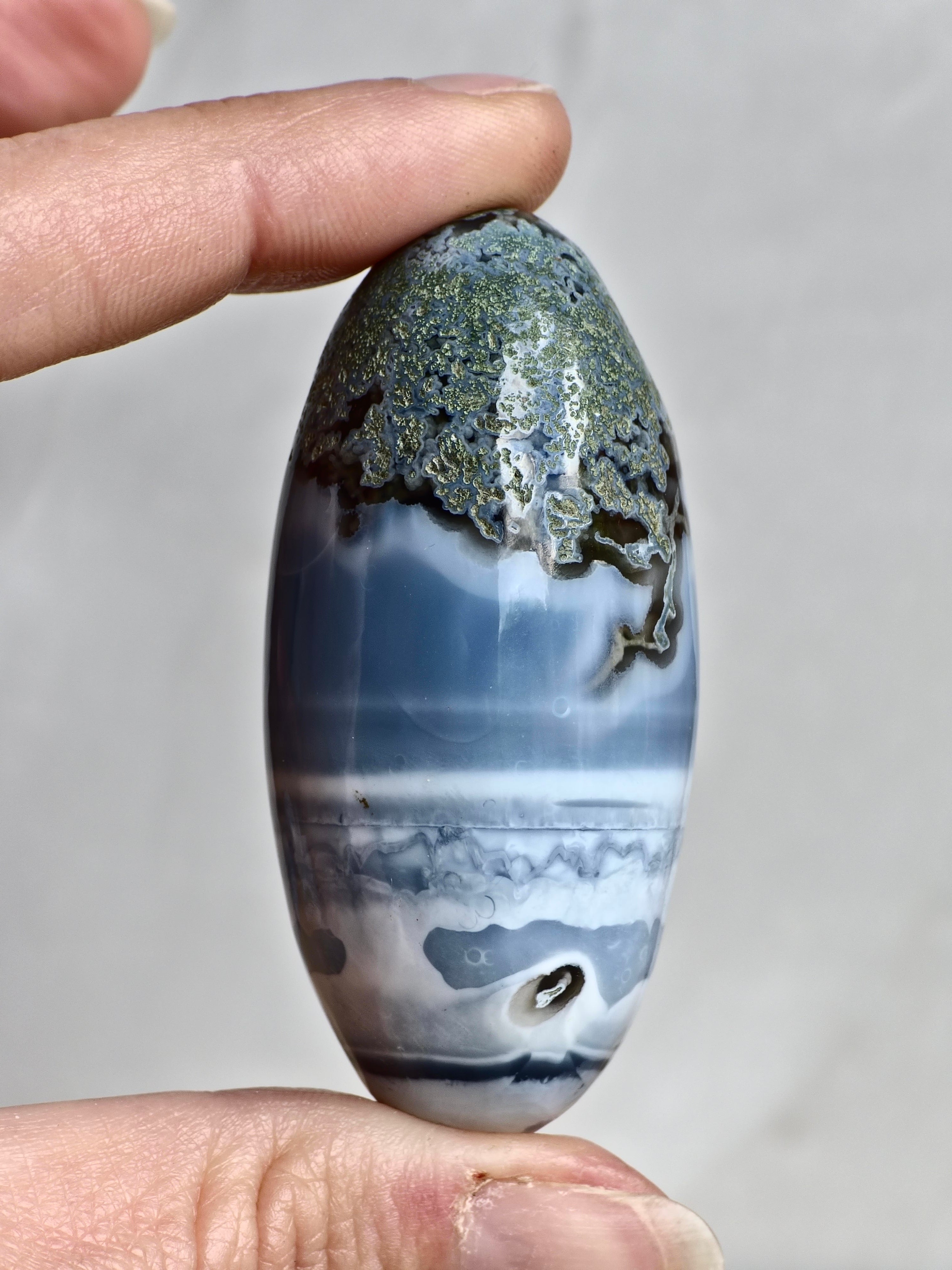 Blue Indian Opal with Moss Agate Inclusions Shiva