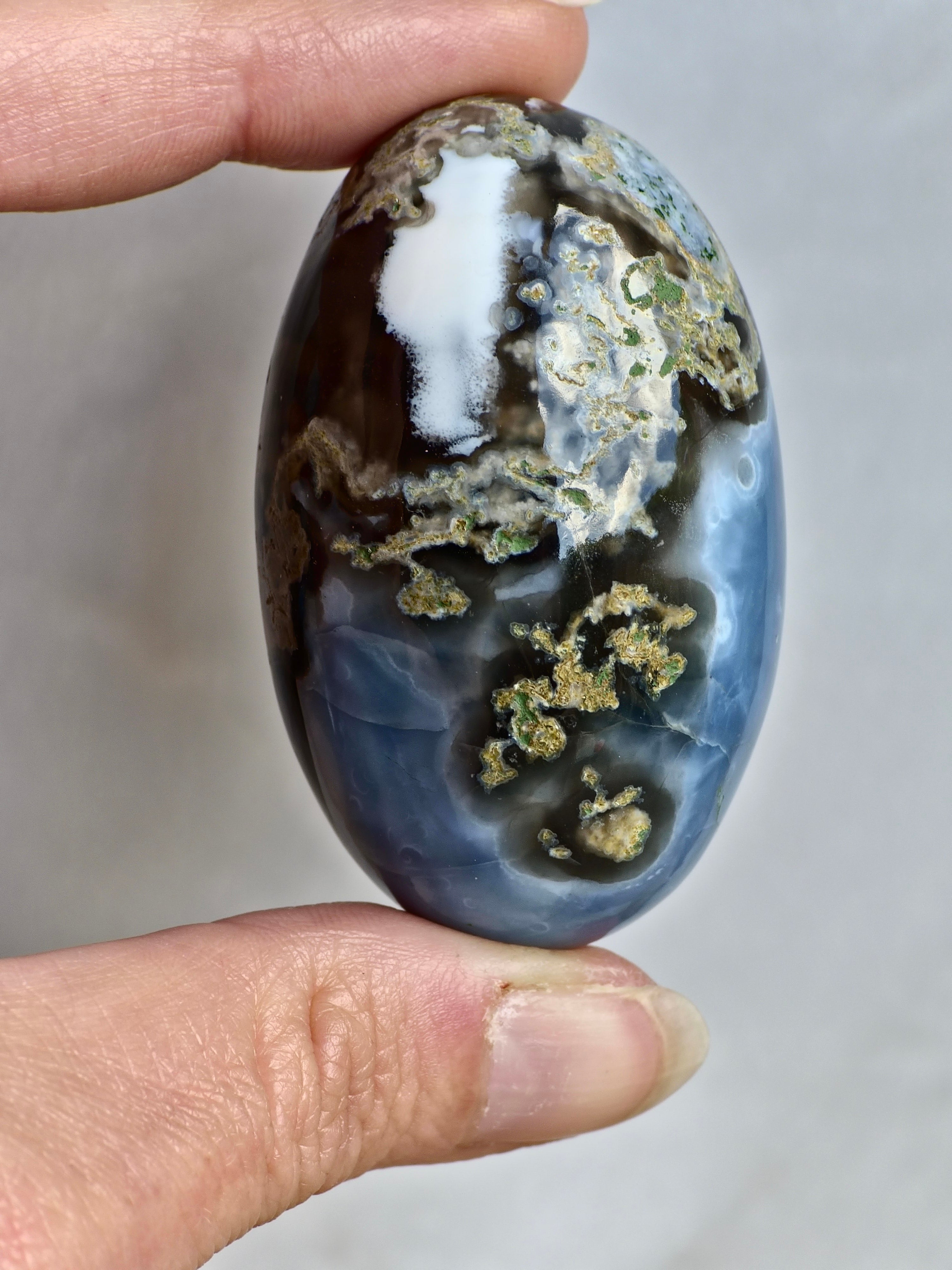 Blue Indian Opal with Moss Agate Inclusions